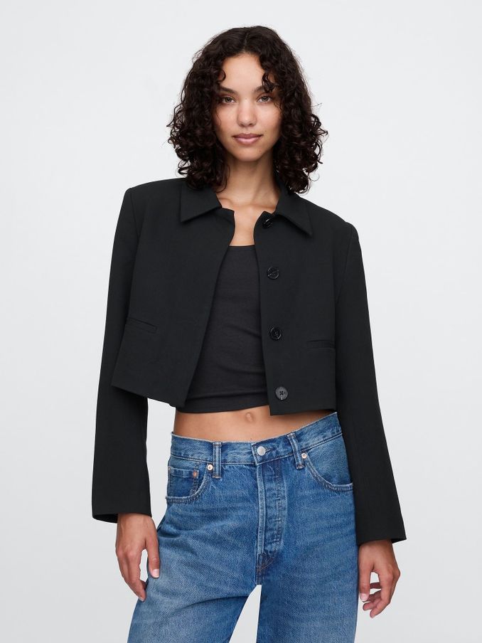 Black Cropped Blazer Jacket (F06148) | £45
