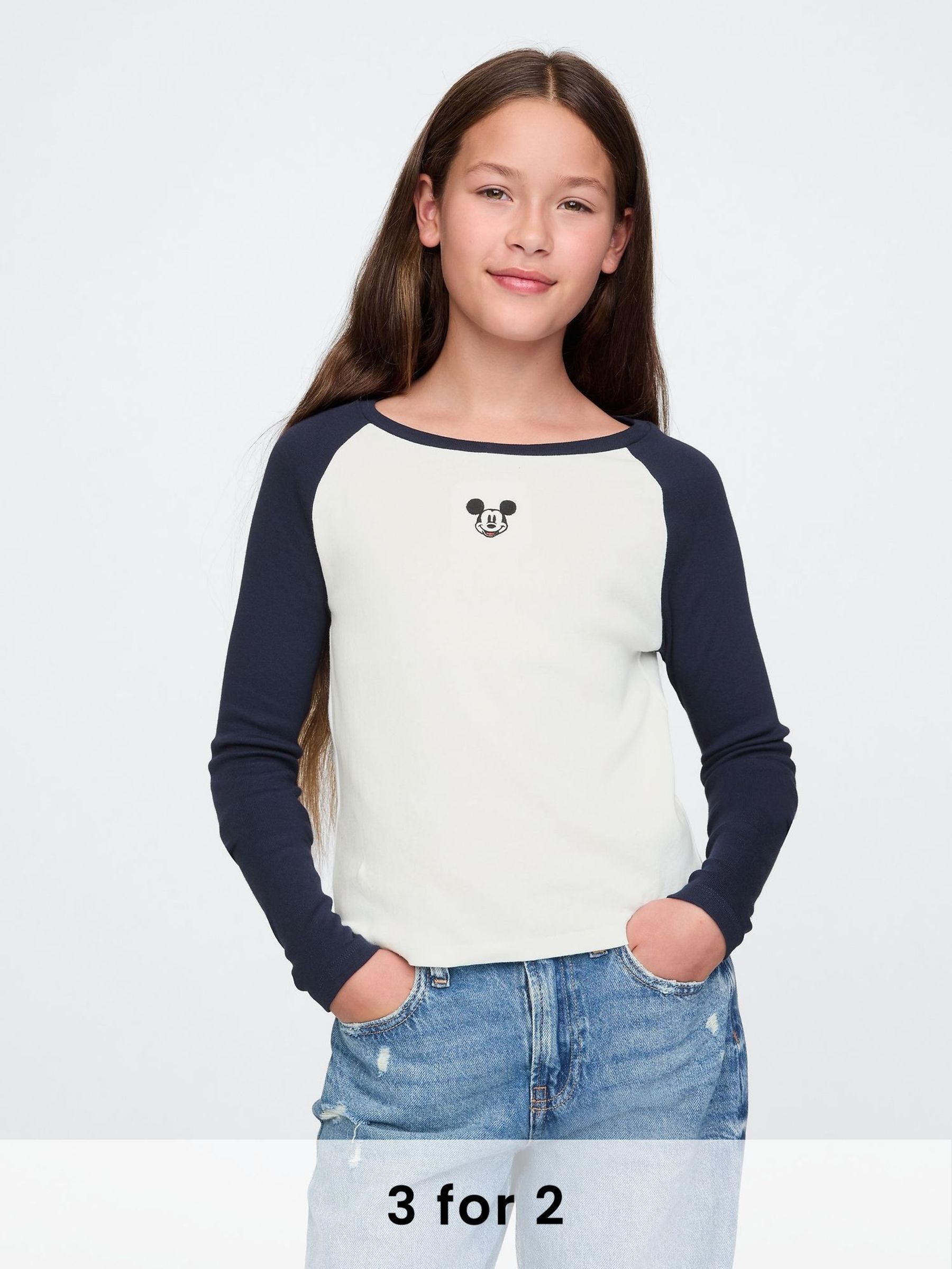 Navy Blue Mickey Mouse Disney Raglan Long Sleeve T-Shirt (4-13yrs) (F06175) | £18