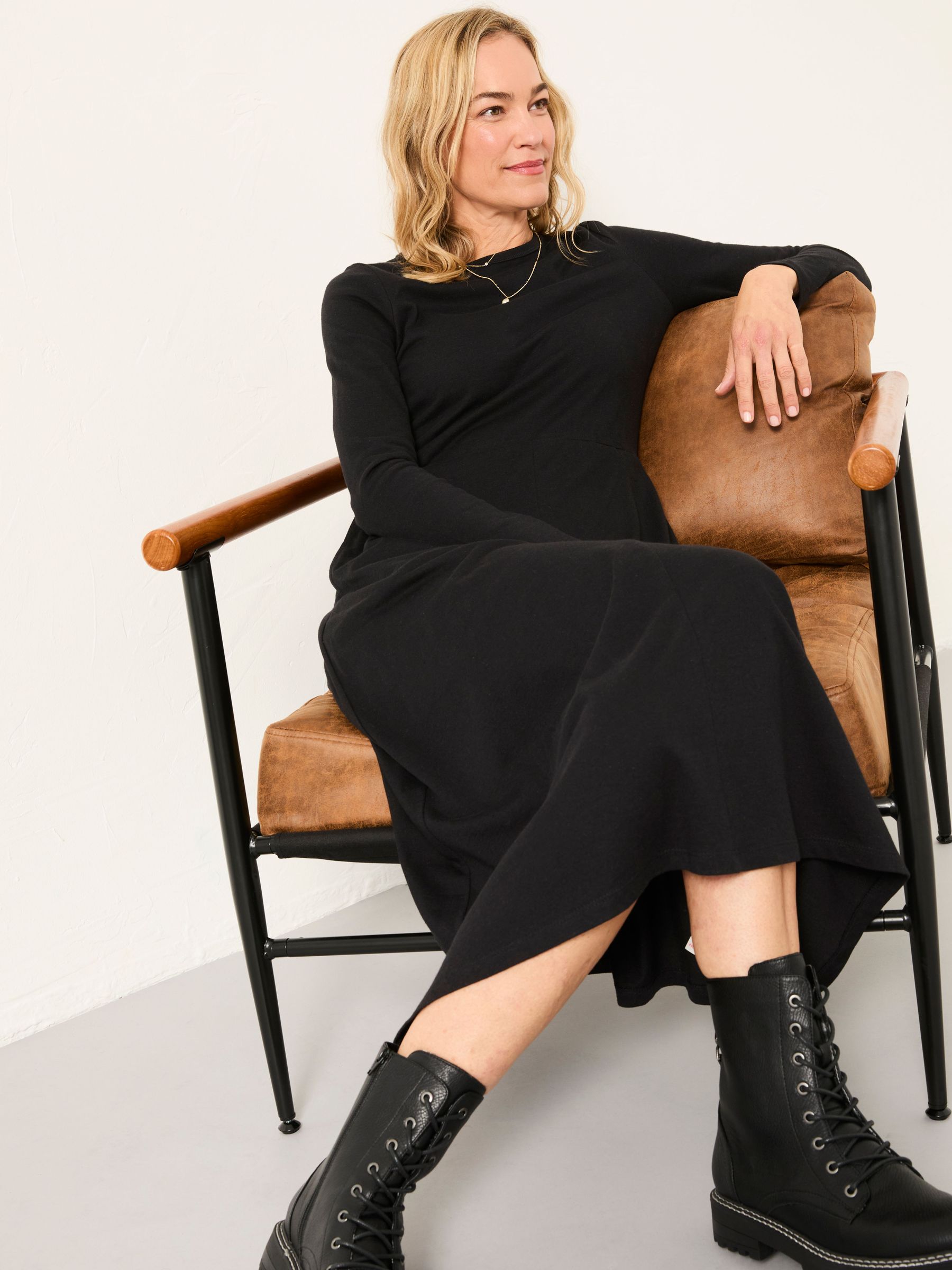 Jonie Black Regular Jersey Midi Dress (F07514) | £59