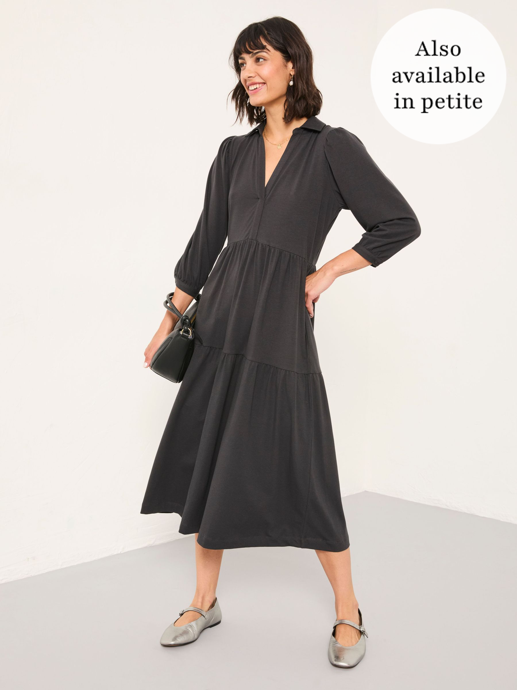 Lola Charcoal Grey Regular Jersey Midi Dress (F07521) | £59