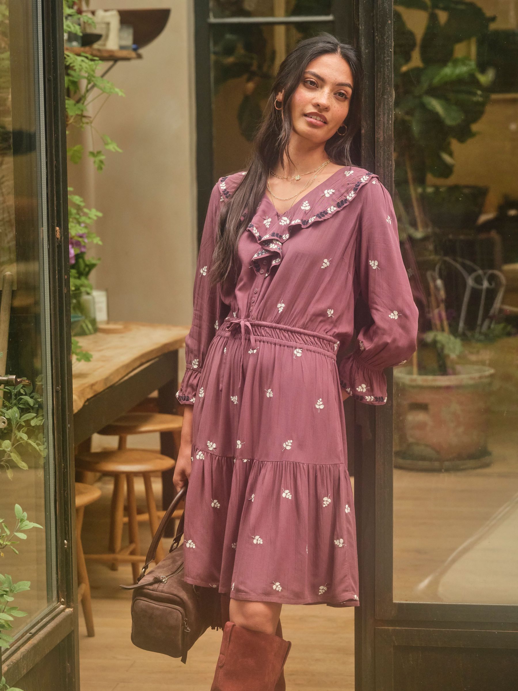 Orla Dusky Purple Regular Embroidered Dress (F07525) | £75
