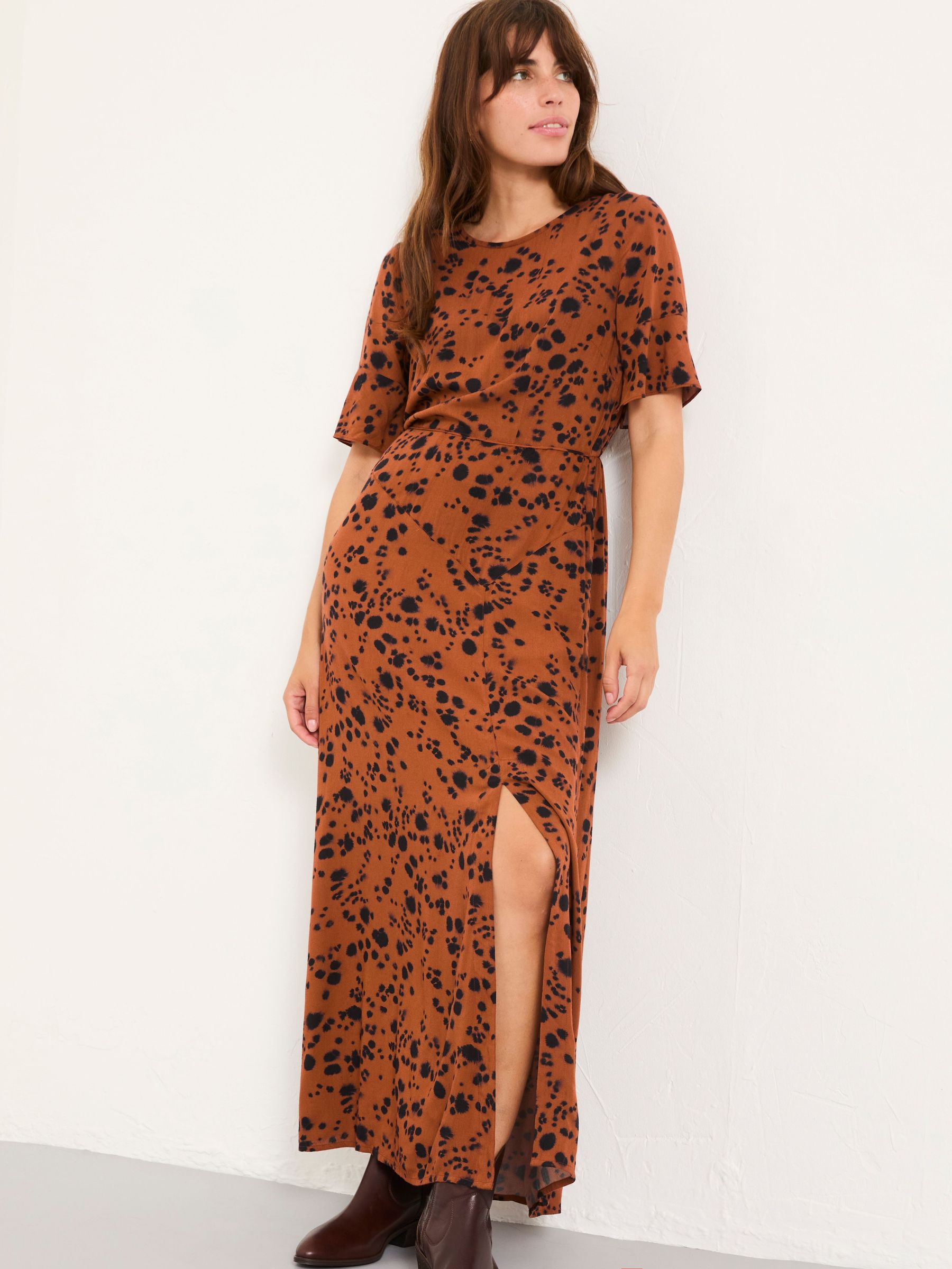 Winona Tan Brown Animal Spot Regular Midi Dress (F07527) | £75