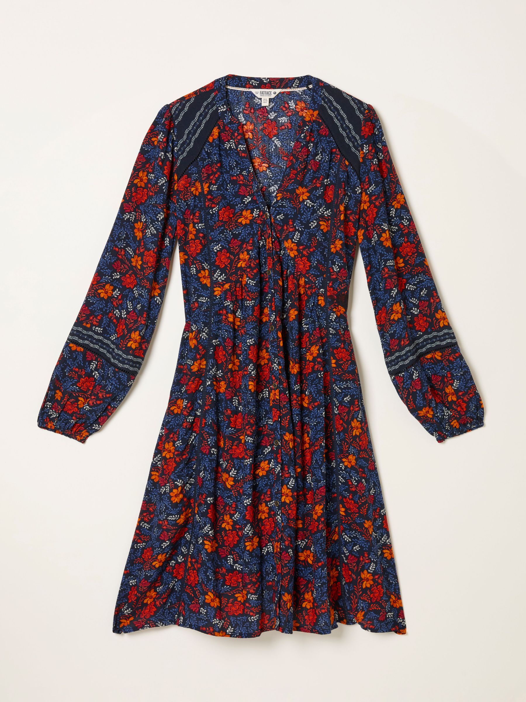 Steph Navy Folk Floral Regular Dress (F07529) | £65