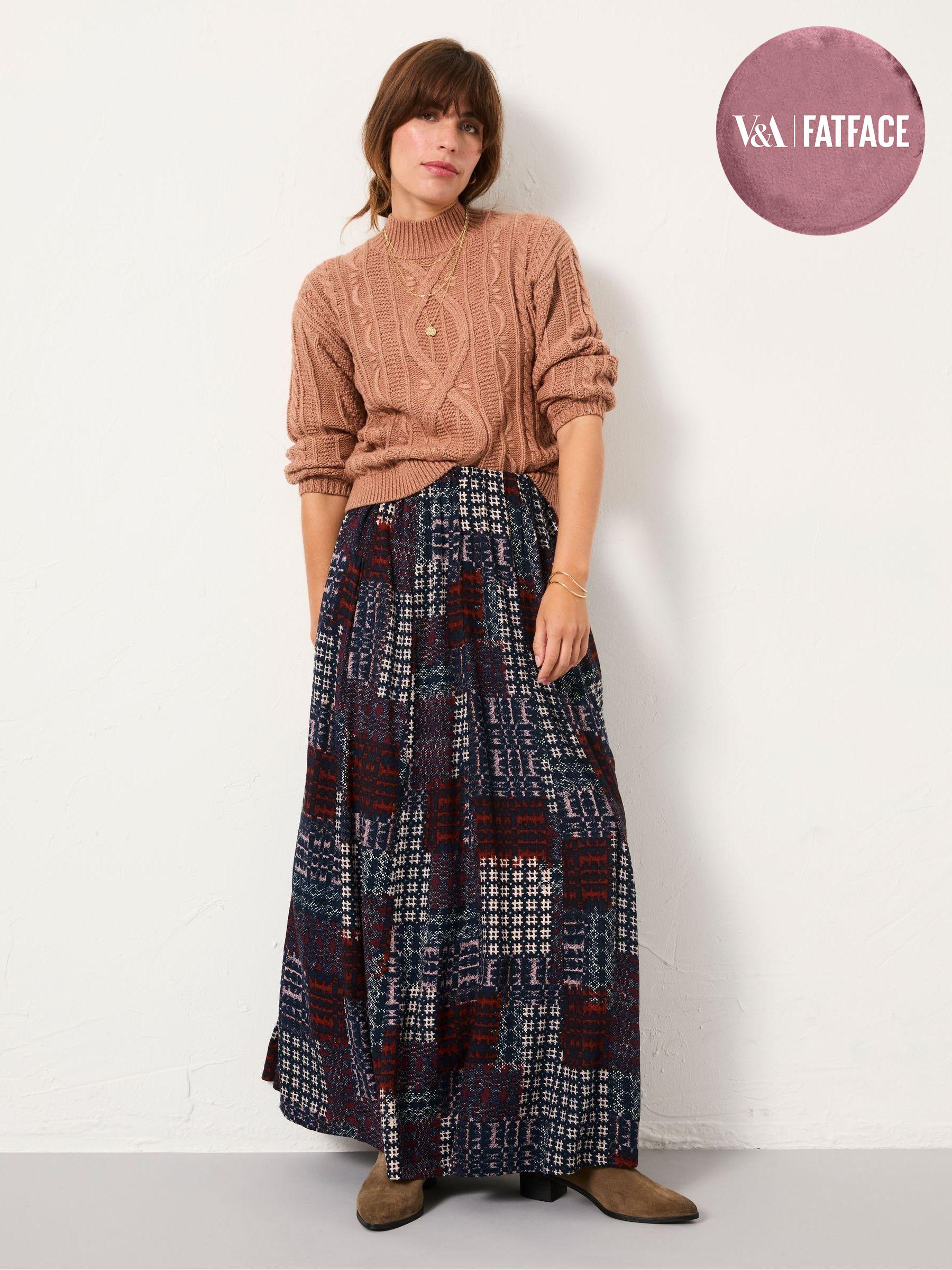 Navy Blanket Maxi Skirt (F07530) | £60
