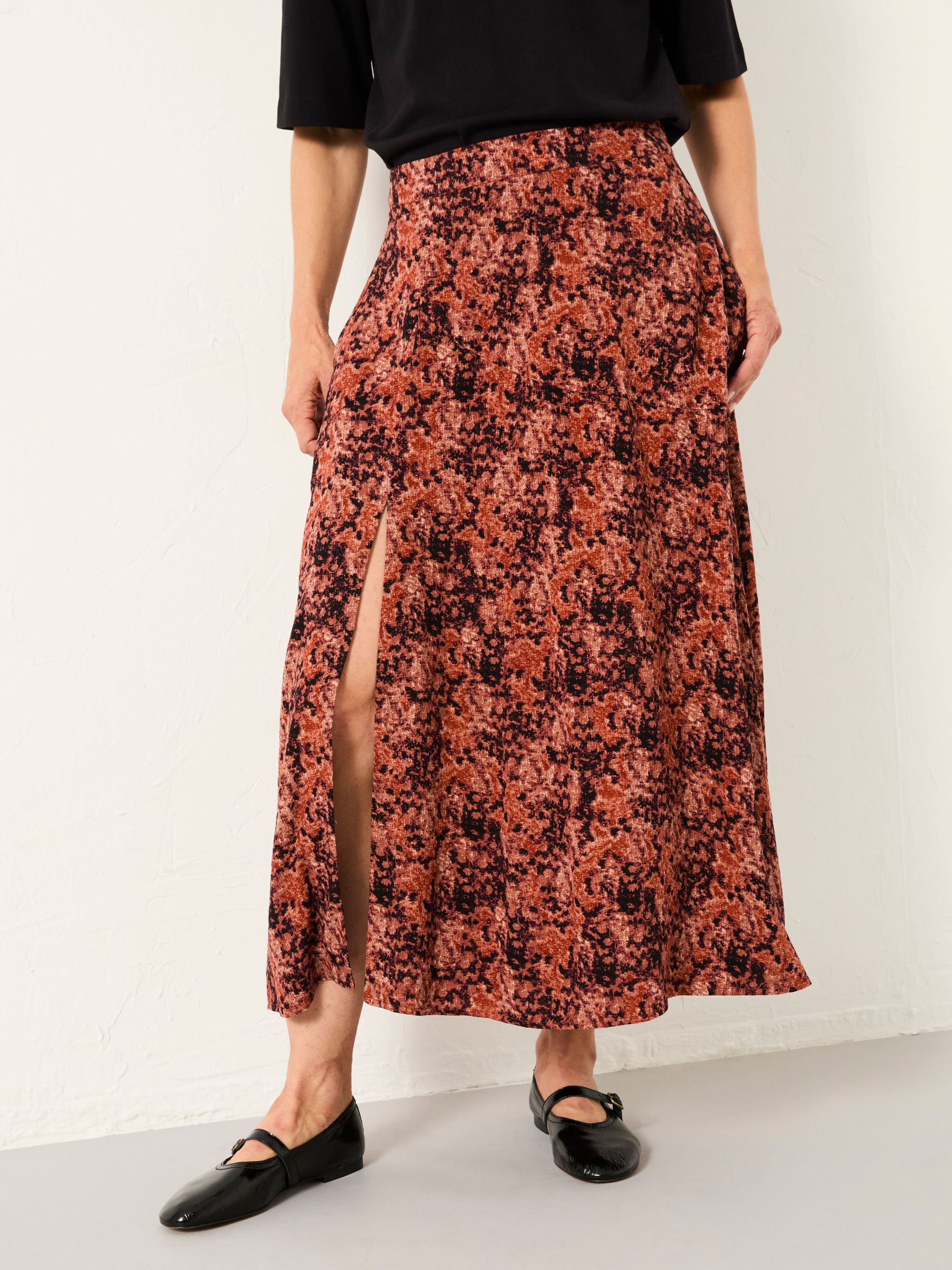 Skye Dusky Purple Vintage Texture Midi Skirt (F07557) | £55