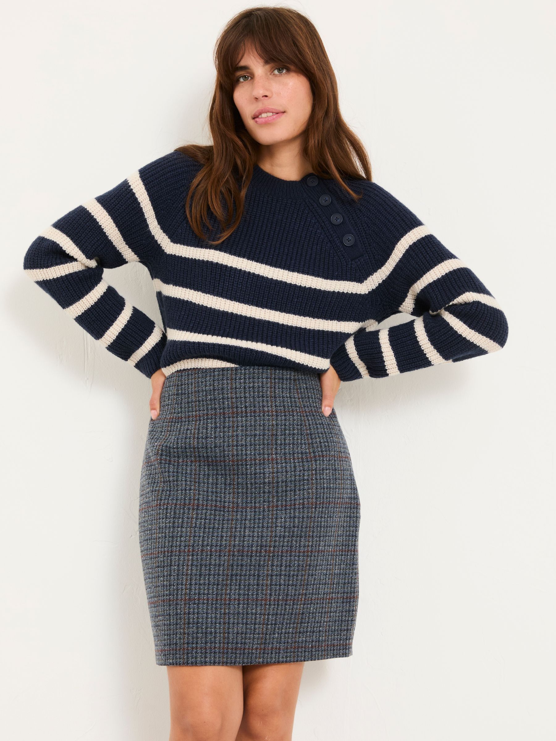 Jackie Charcoal Grey Tweed Wool Skirt (F07560) | £52