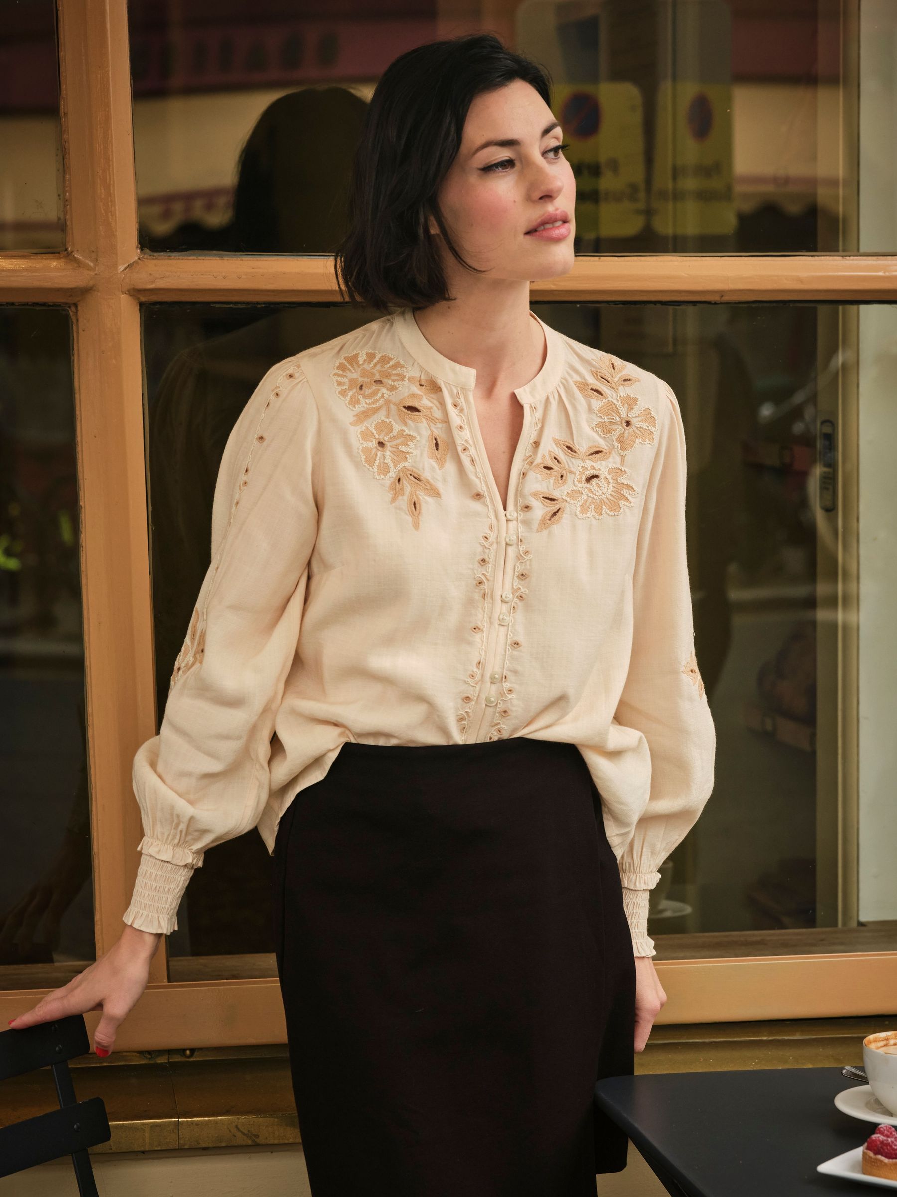 Ashley Ivory Emb Blouse (F07573) | £55