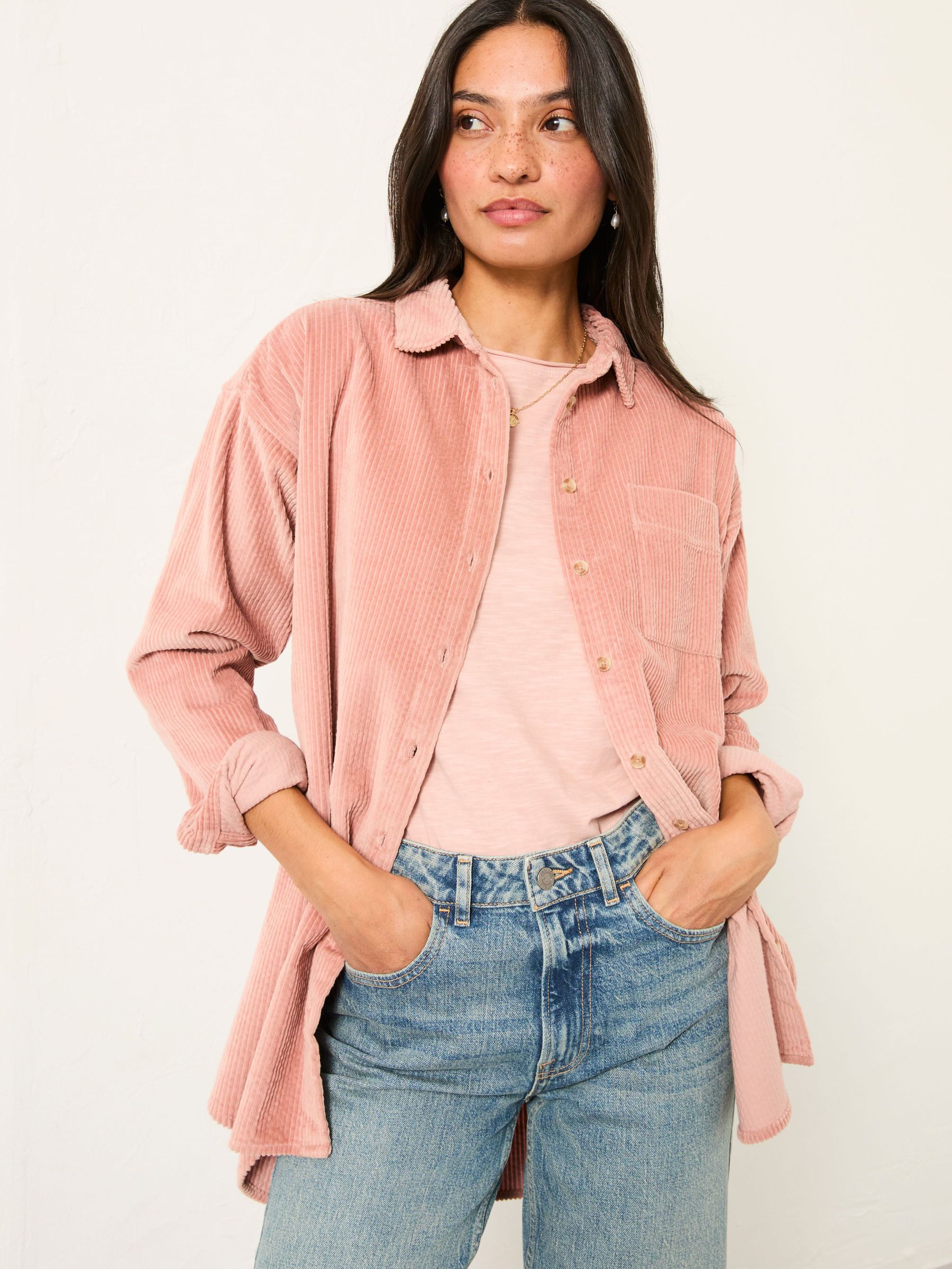 Carolin Rose Pink Cord Shirt (F07587) | £55