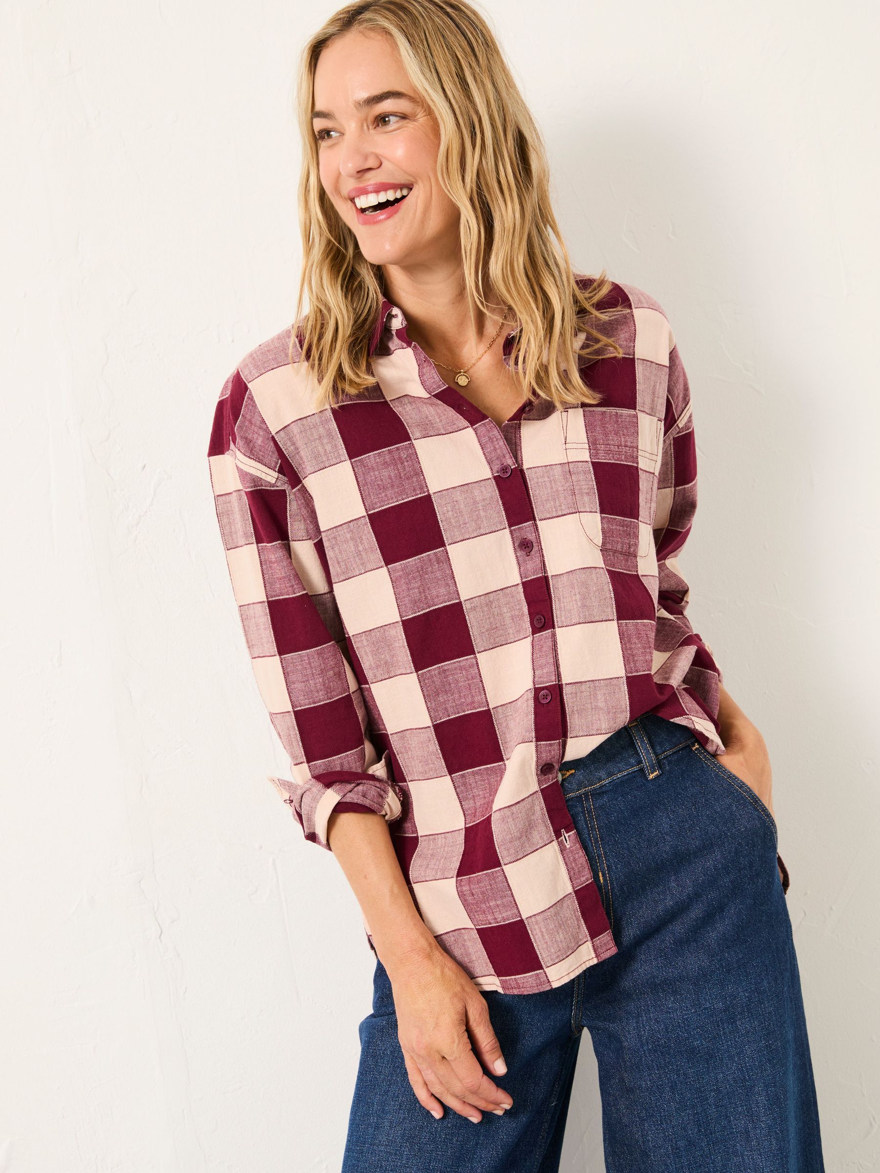Carolin Plum Purple Check Shirt (F07589) | £52
