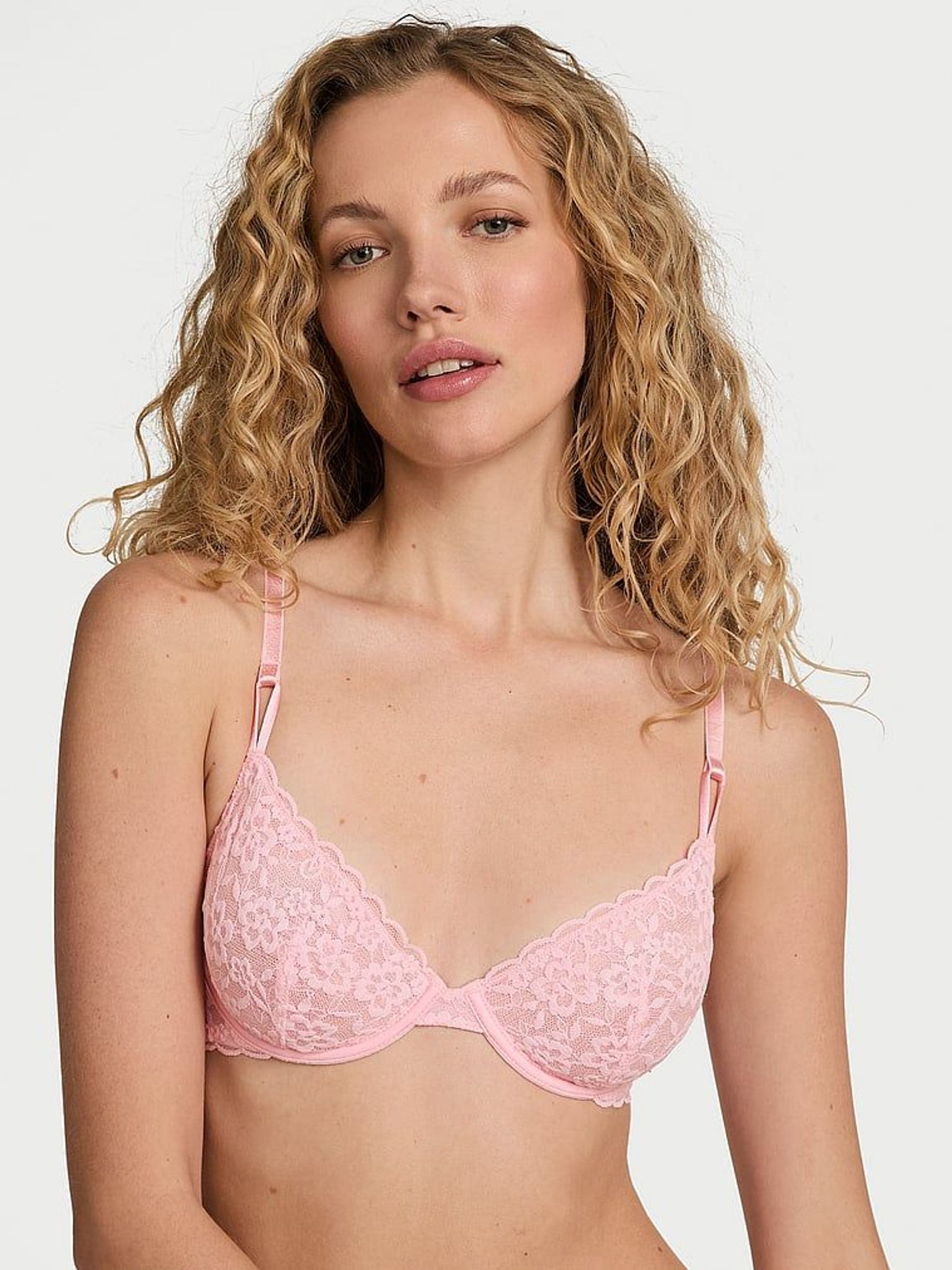Pretty Blossom Pink Unlined Demi Sexy Tee Lace Bra (F07635) | £25
