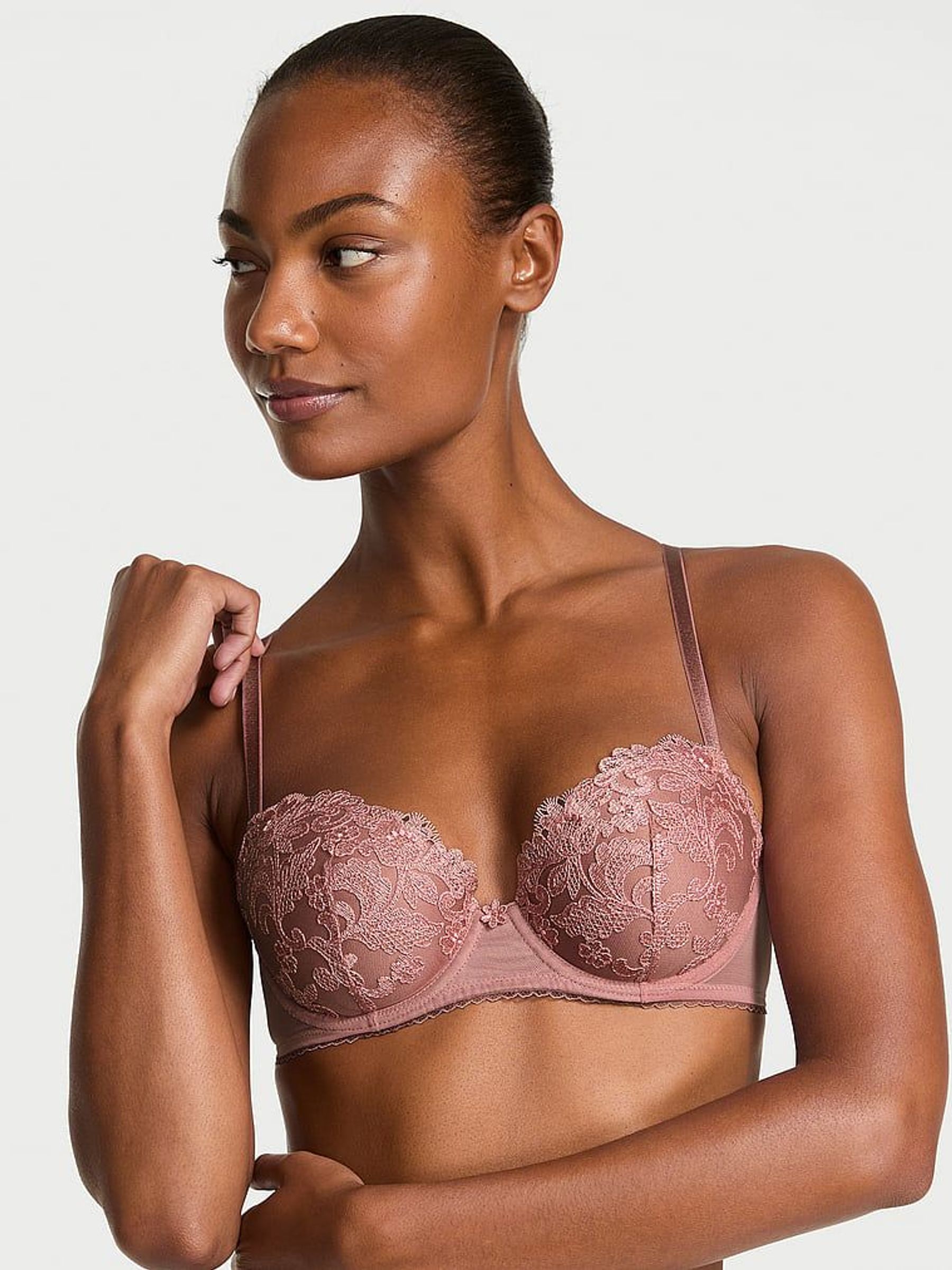 Pink Rose Lightly Lined Demi  Blossom Embroidery Bra (F07648) | £59