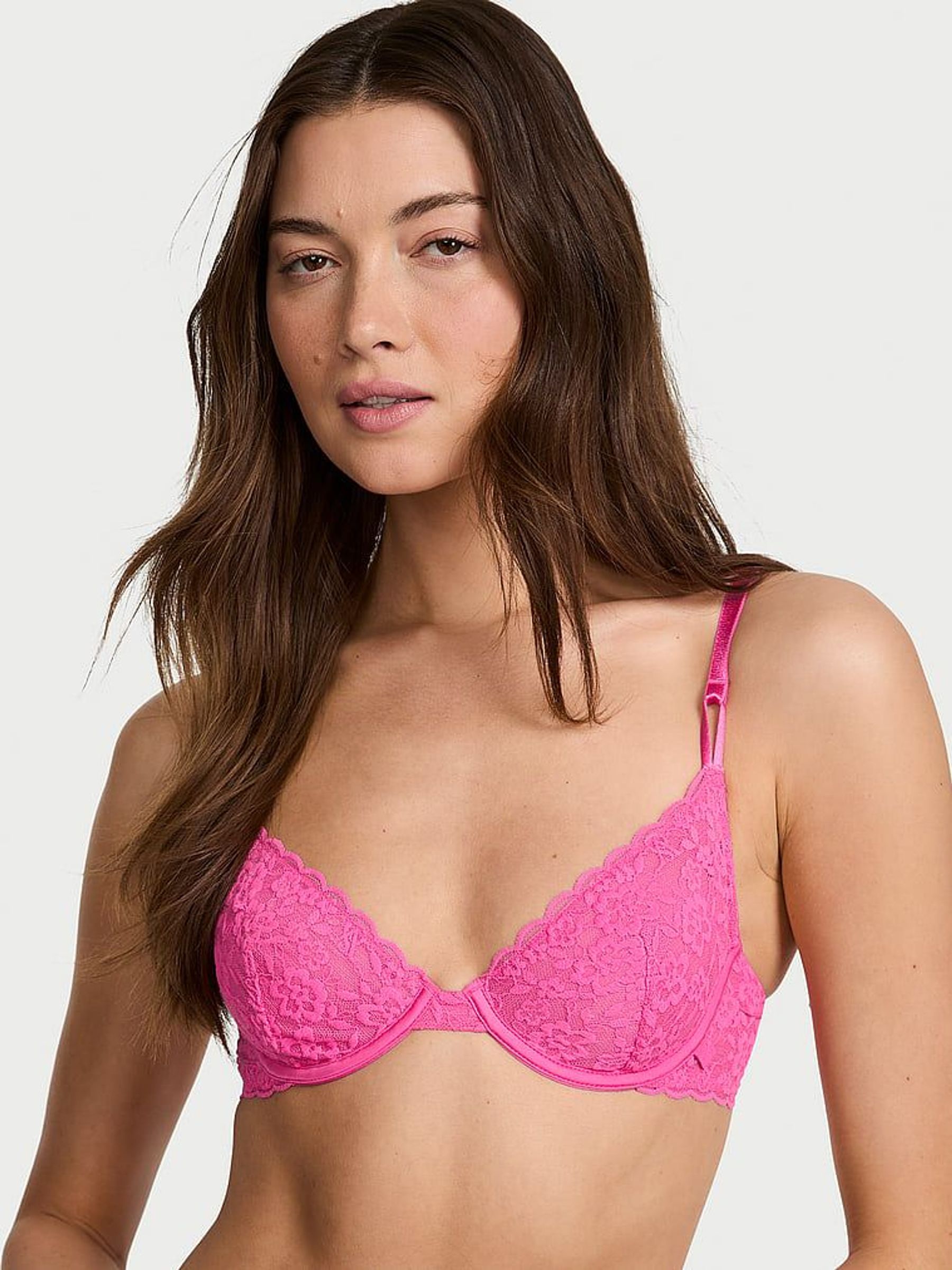 Ultra Pink Unlined Demi Sexy Tee Lace Bra (F07652) | £25