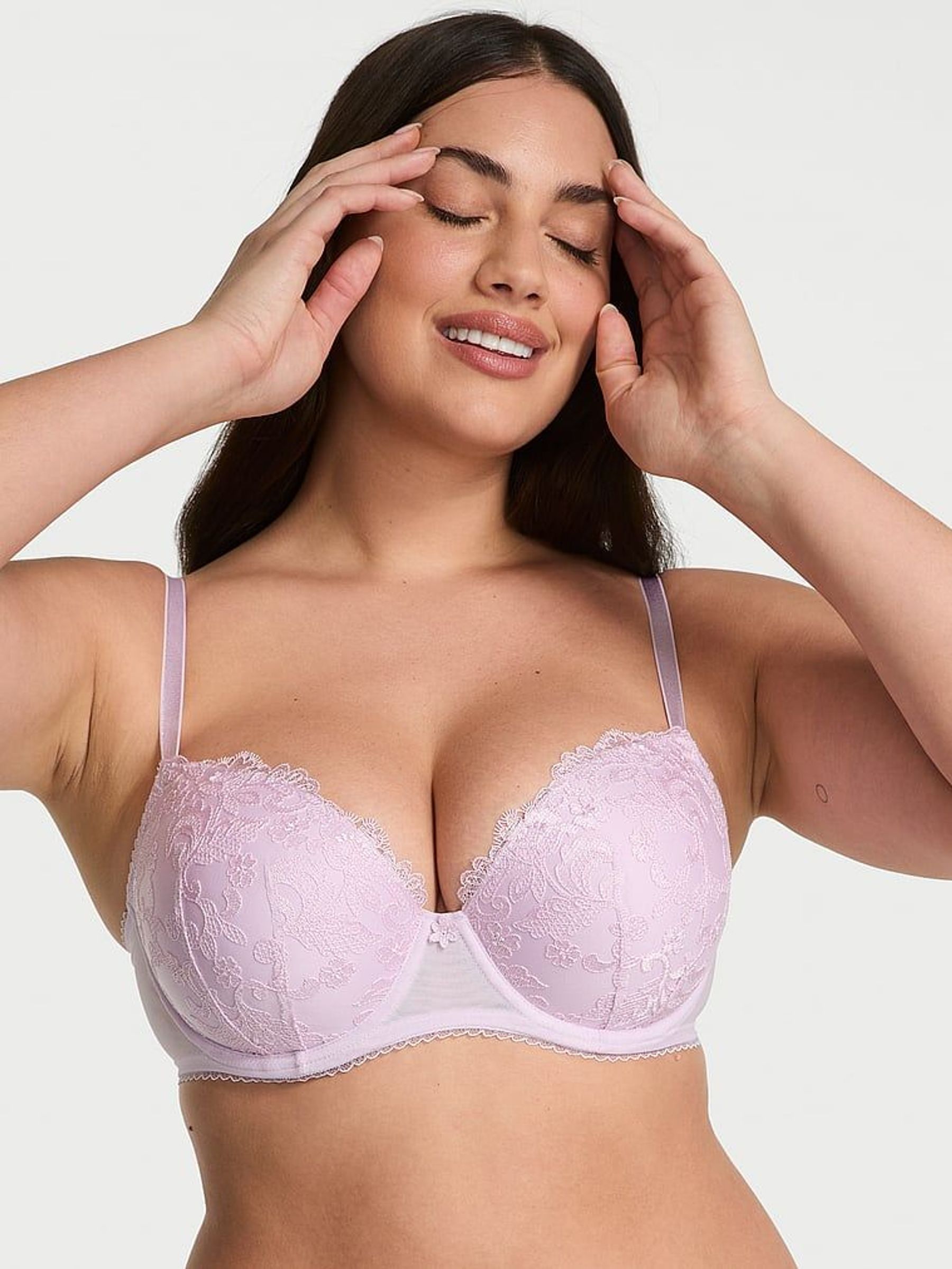 Delicate Violet Purple Lightly Lined Demi  Blossom Embroidery Bra (F07653) | £59