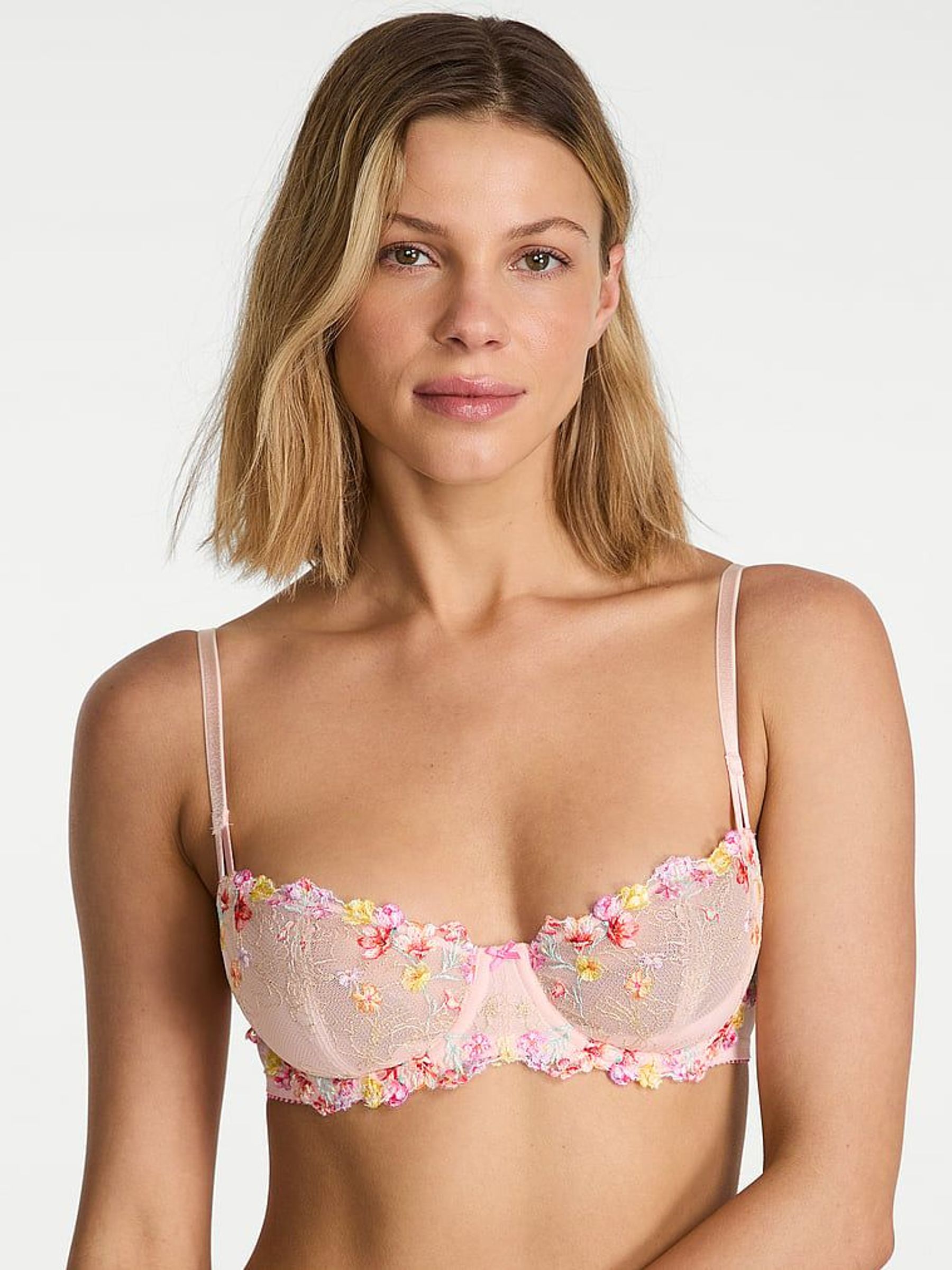 Bloom Pink Unlined Balcony Wildflower Embroidery Bra (F07659) | £59