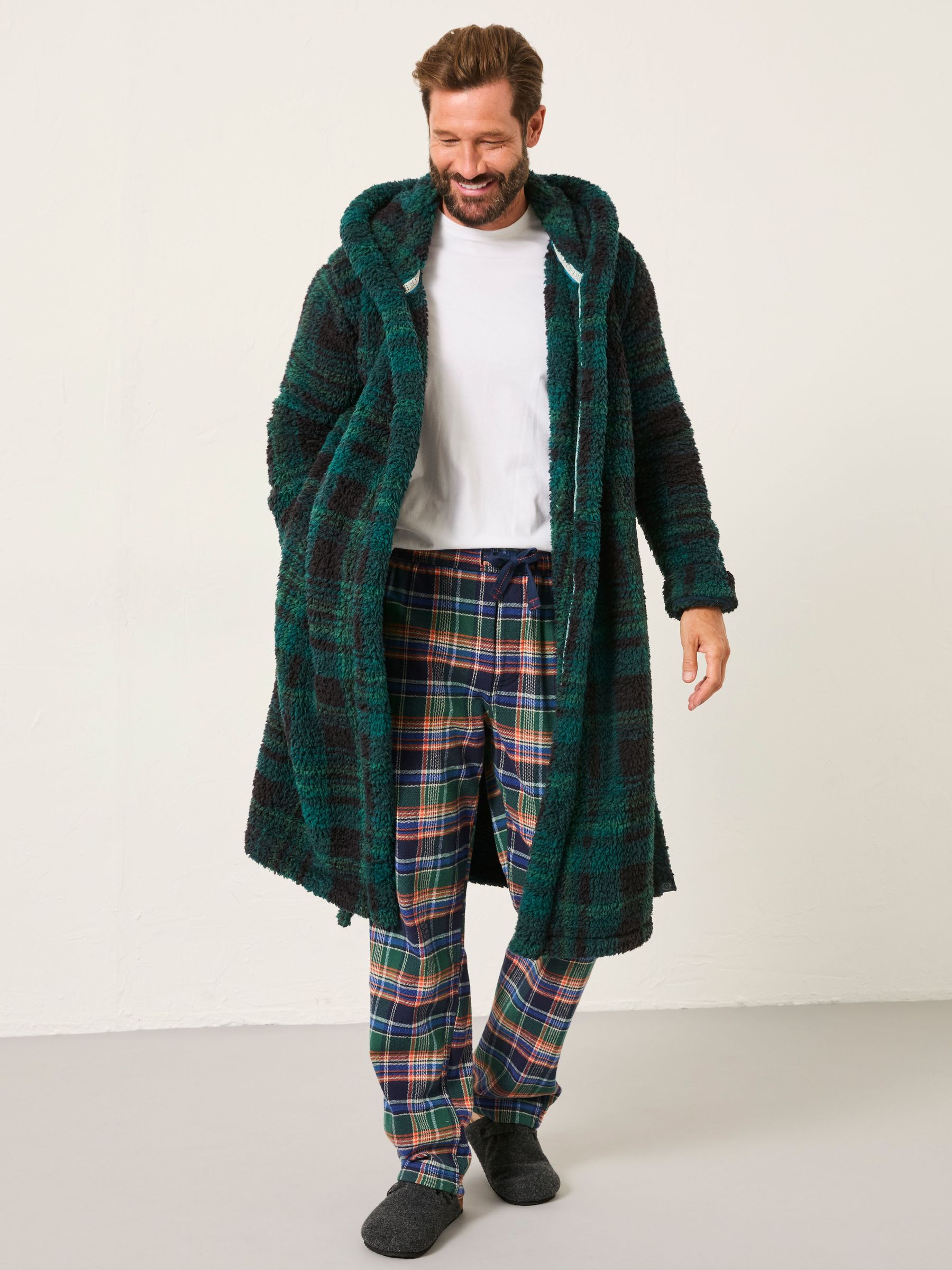 Dark Green Snuggle Check Robe (F08268) | £65