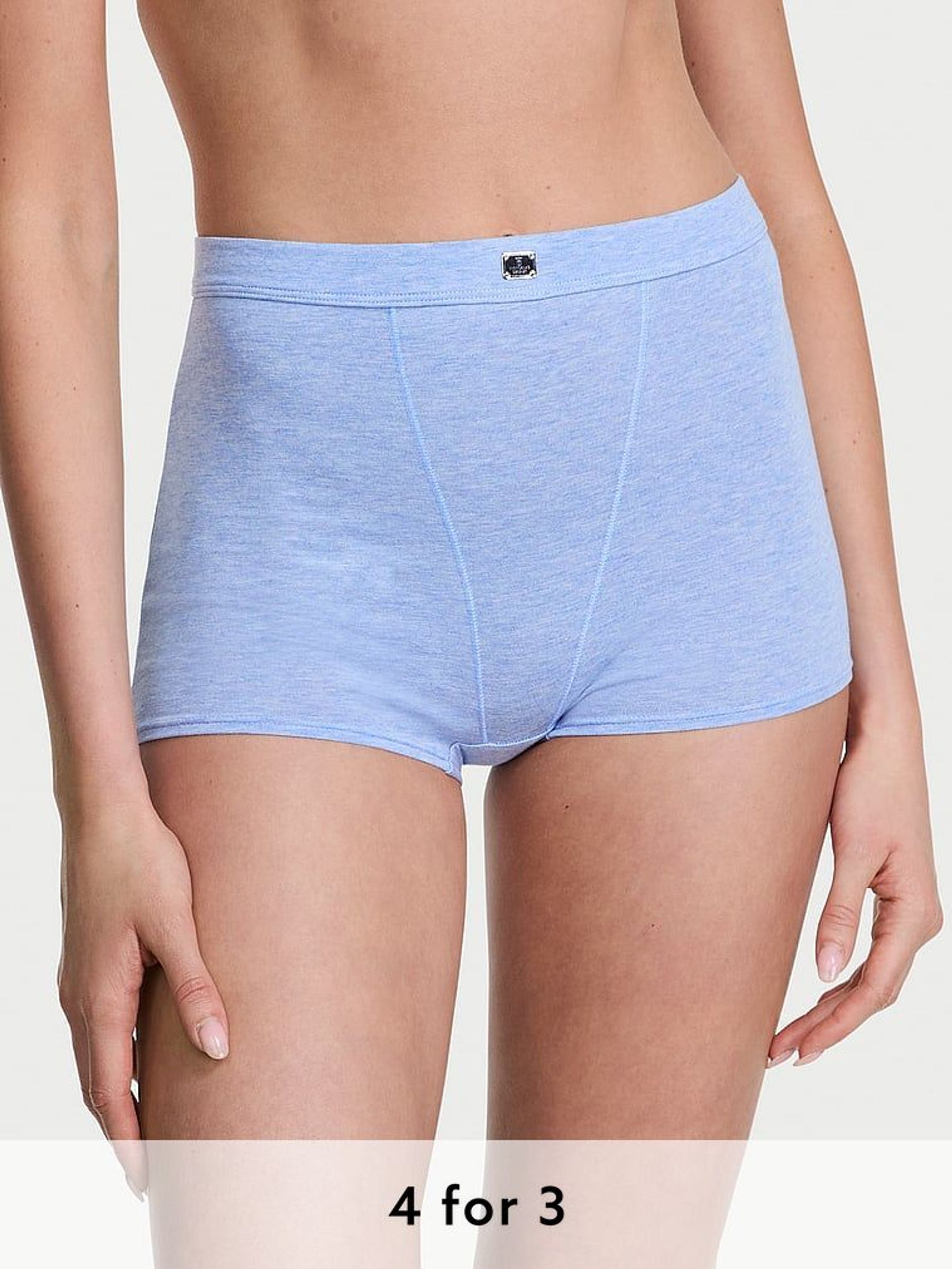 Heather Cornflower Blue High Waist Cotton Logo Knickers (F09086) | £9