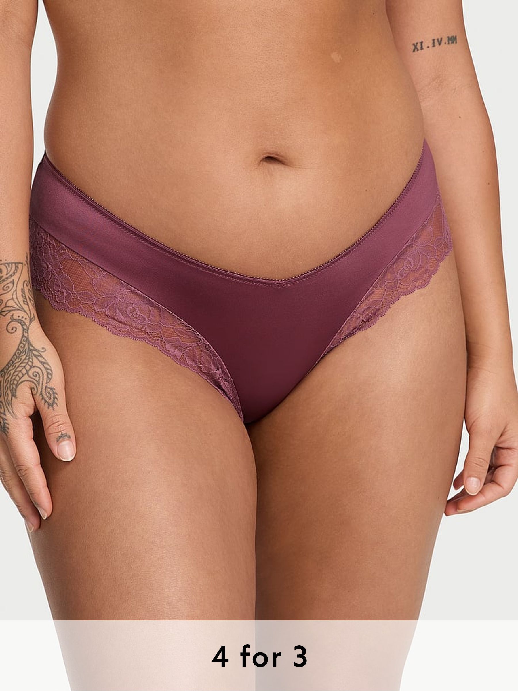 Purple Vapor Cheeky Rose Lace Trim Knickers (F09104) | £14