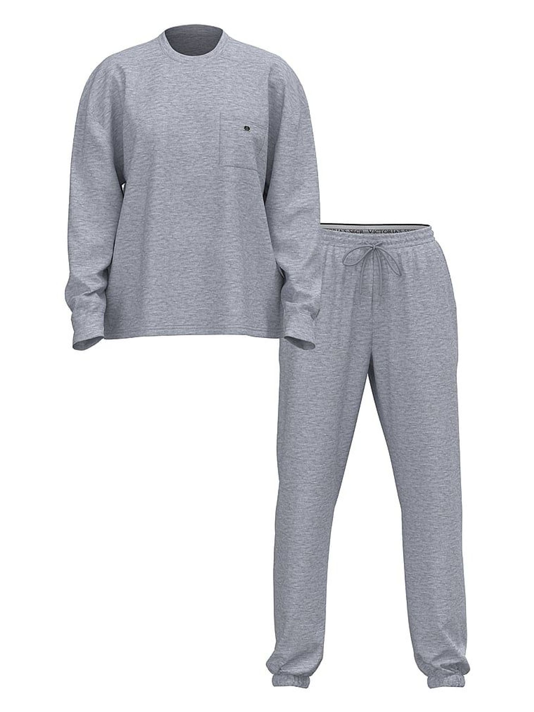 Medium Heather Grey Trouser Cotton Pyjama Set (F09114) | £49