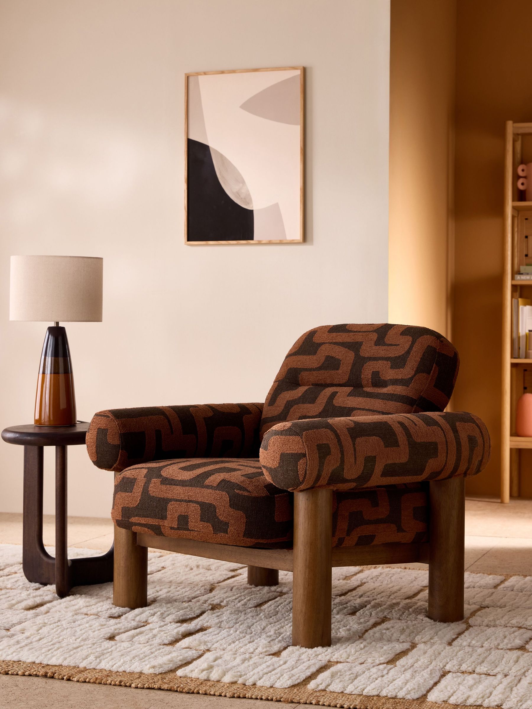 Maxton Chair in Clyde Abstract Weave Chocolate Brown (F09230) | £575