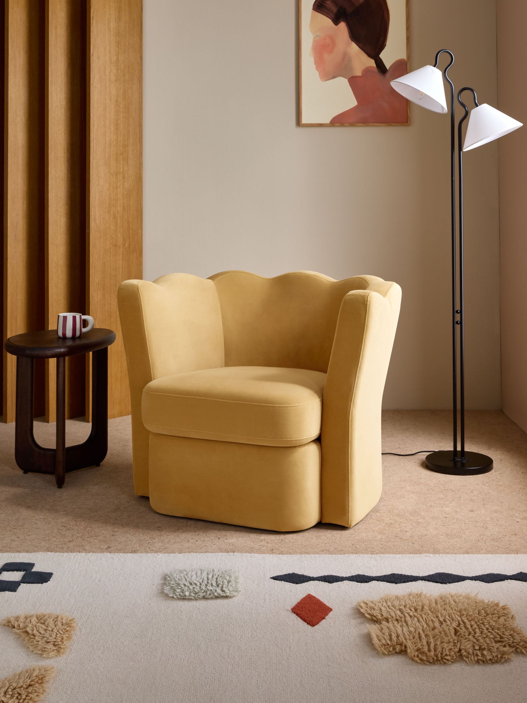 Maya Accent Chair in Soft Caramel Brown Velvet (F09235) | £499