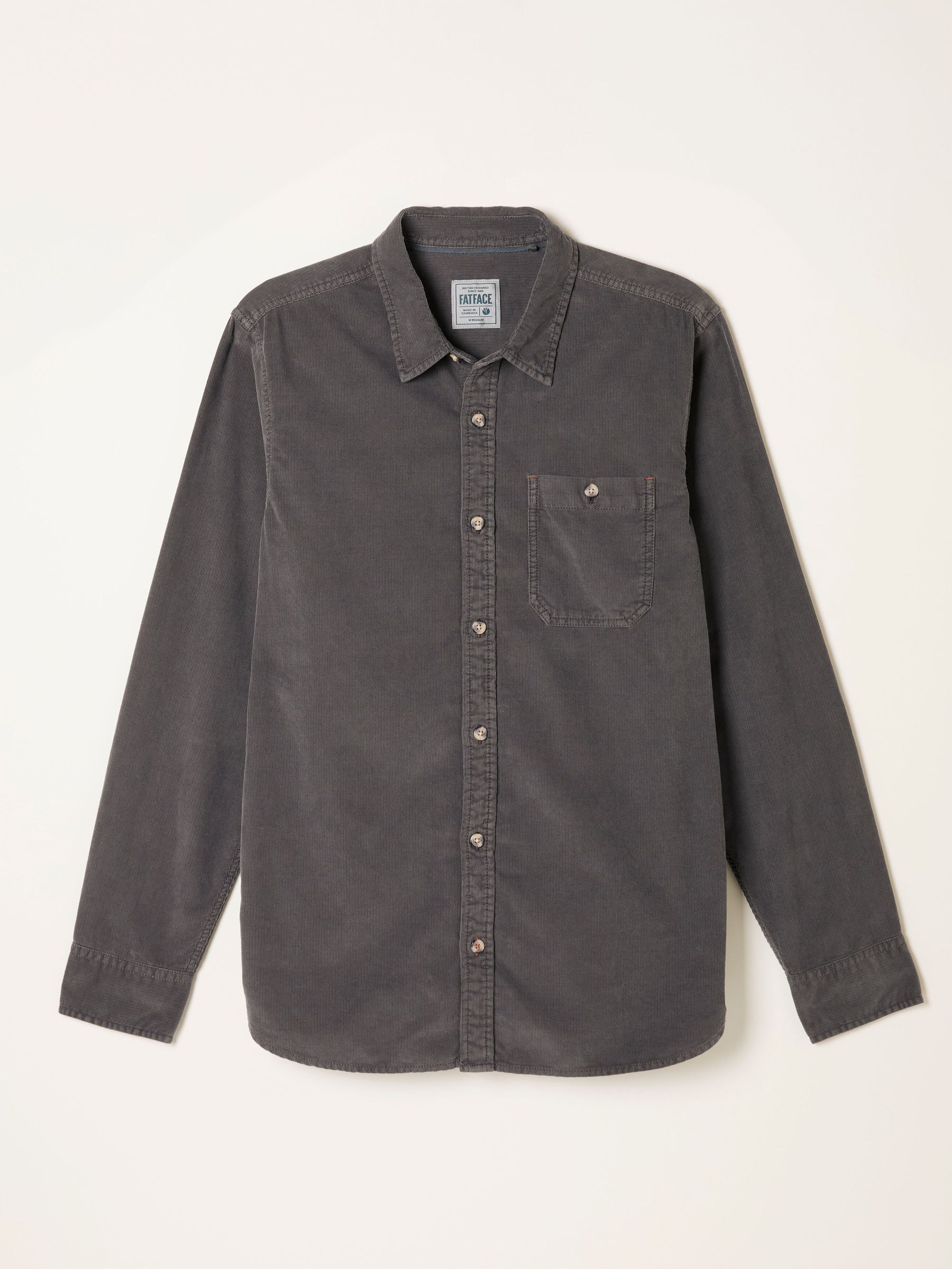 Dark Grey Long Sleeve Cord Shirt (F09312) | £55