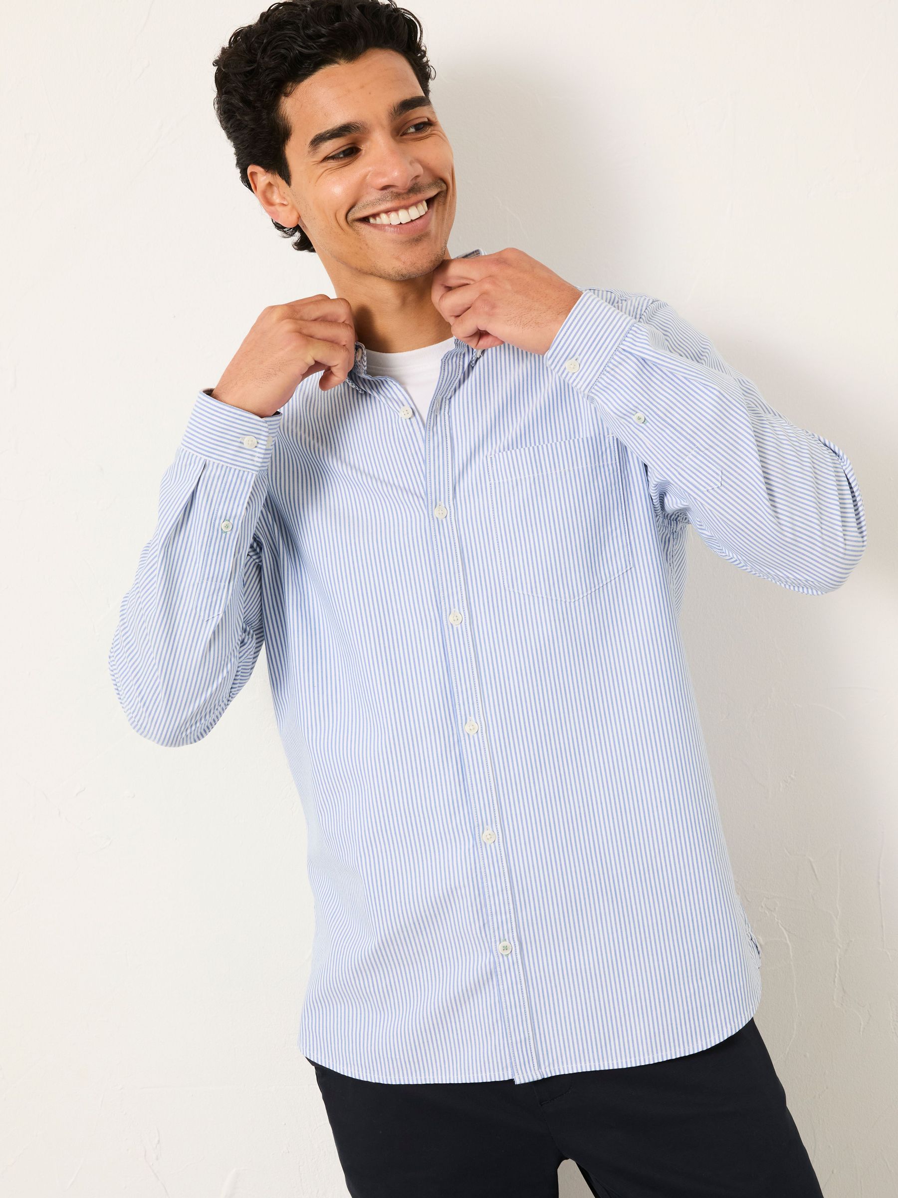 Tarvin Blue Long Sleeve Stripe Shirt (F09332) | £49.50