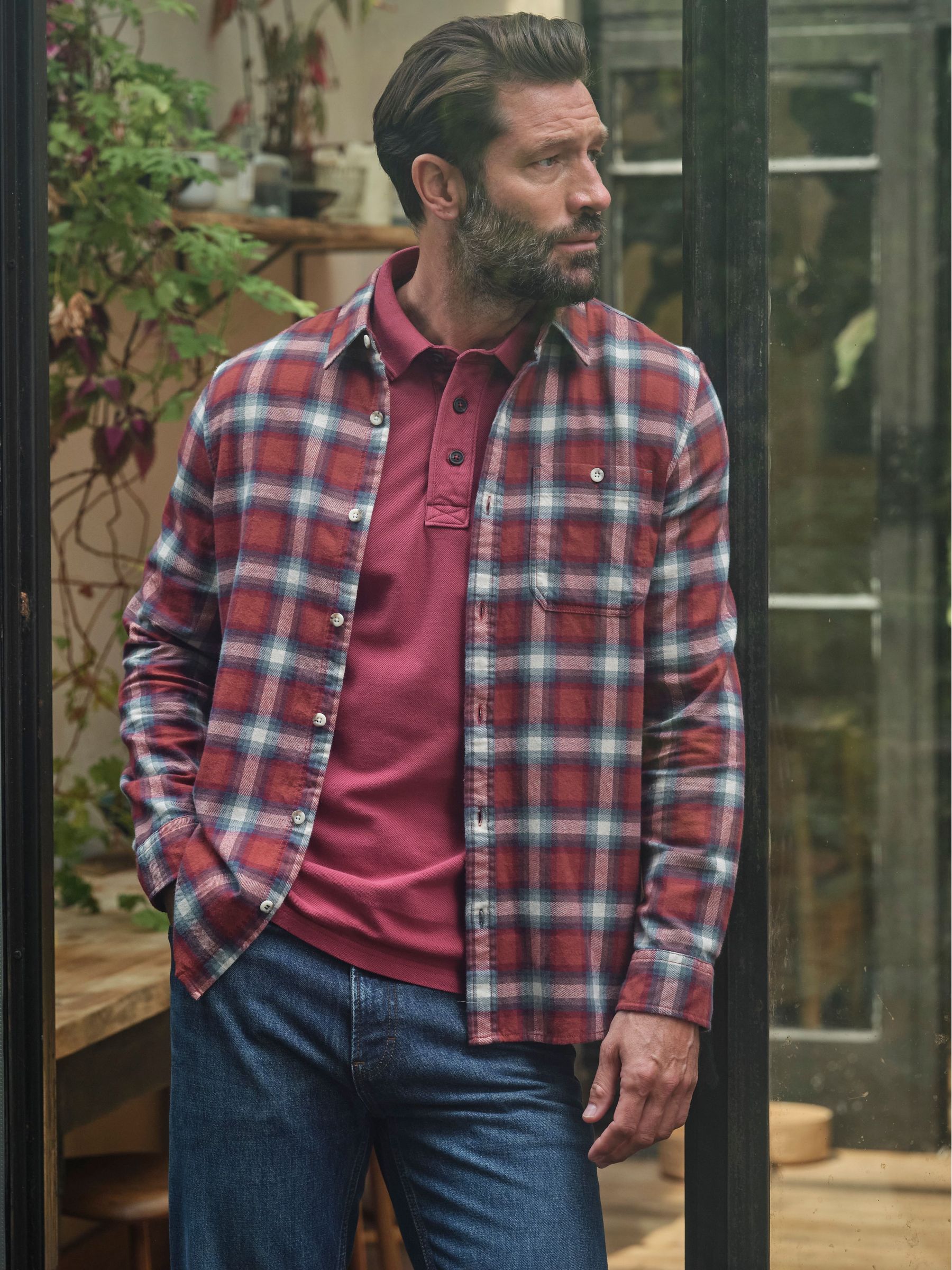 Thirn Berry Red Long Sleeve Check Shirt (F09340) | £49.50