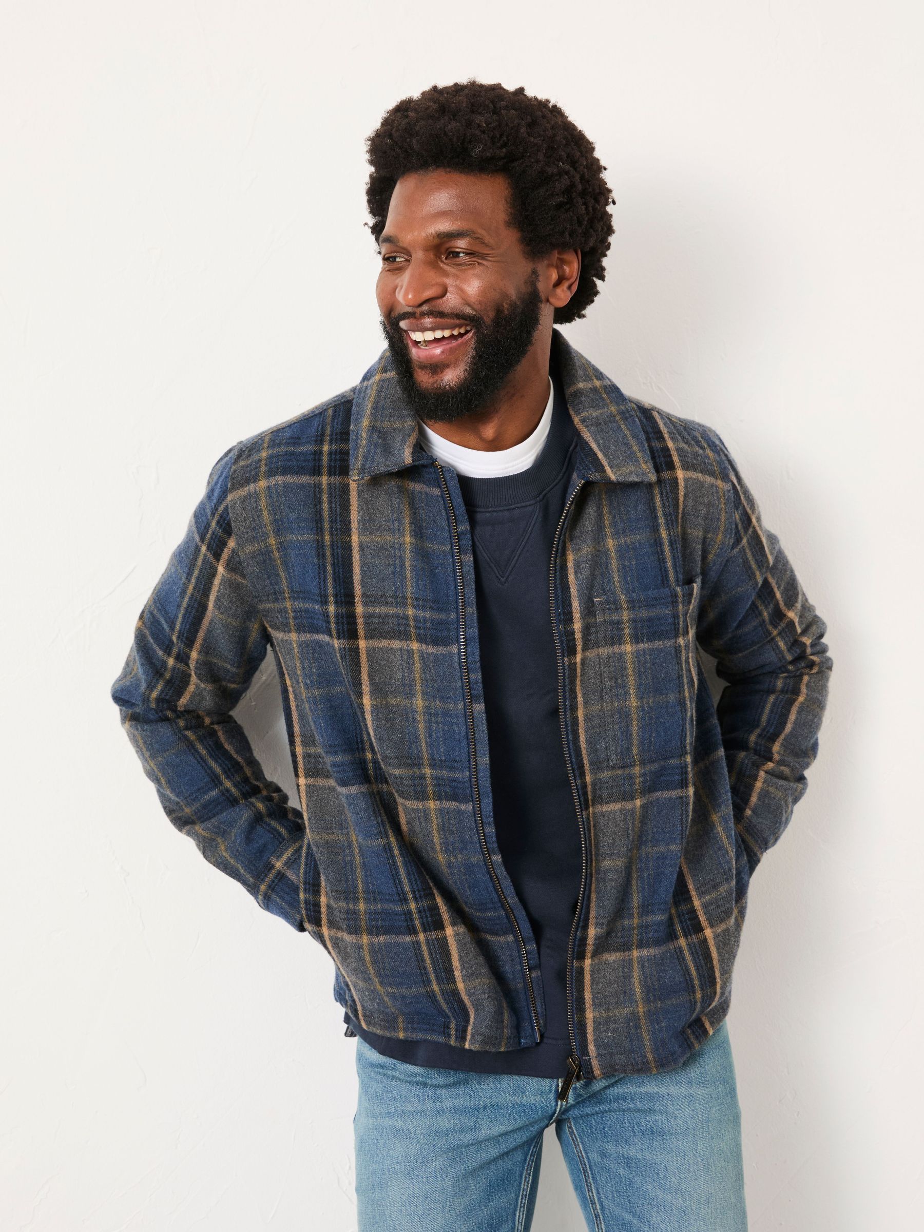 Jasper Navy Wool Mix Overshirt (F09346) | £79