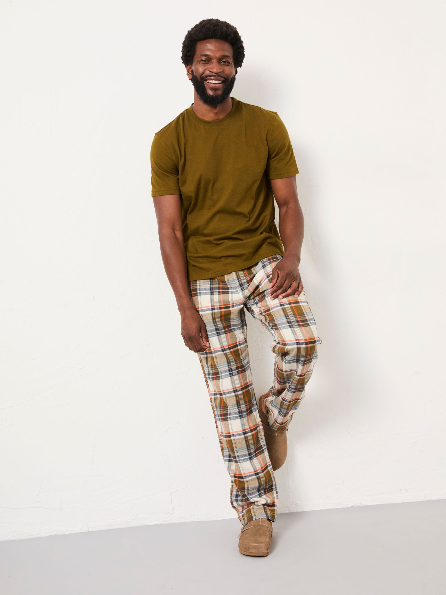 Beale Khaki Green Check Pyjama Set (F09392) | £55