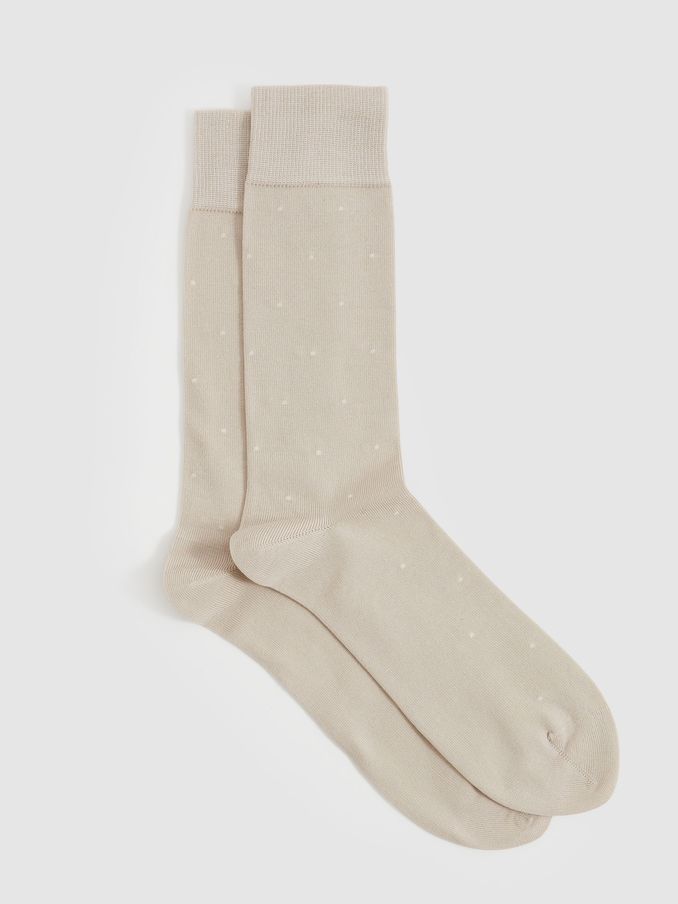 Polka Dot Socks in Taupe (F09643) | £8