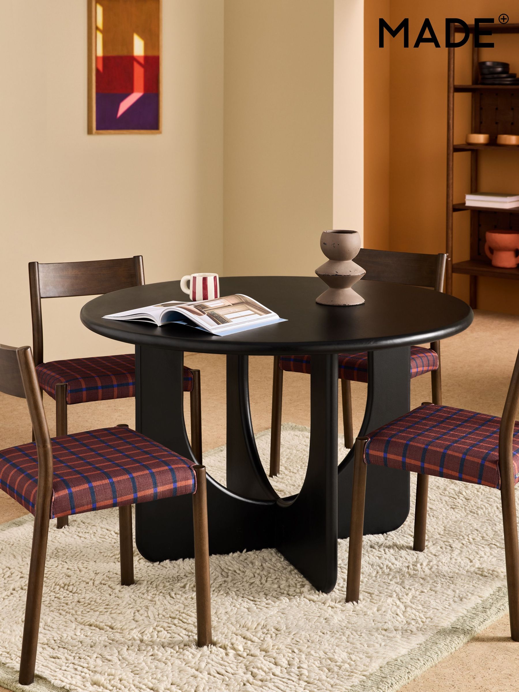 Arlo 4 Seater Round Dining Table in Black Mango Wood (F11198) | £779