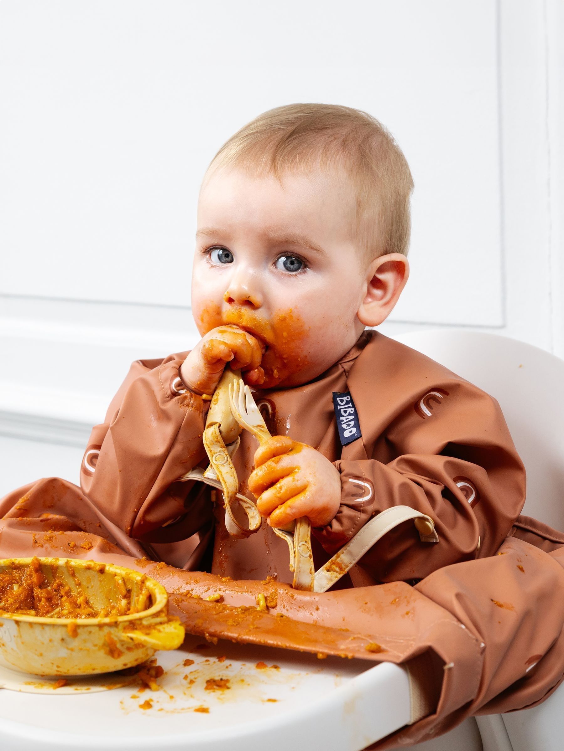Bibado Terracotta Coverall Weaning Bib - Chasing Rainbows Bibs (F11265) | £20