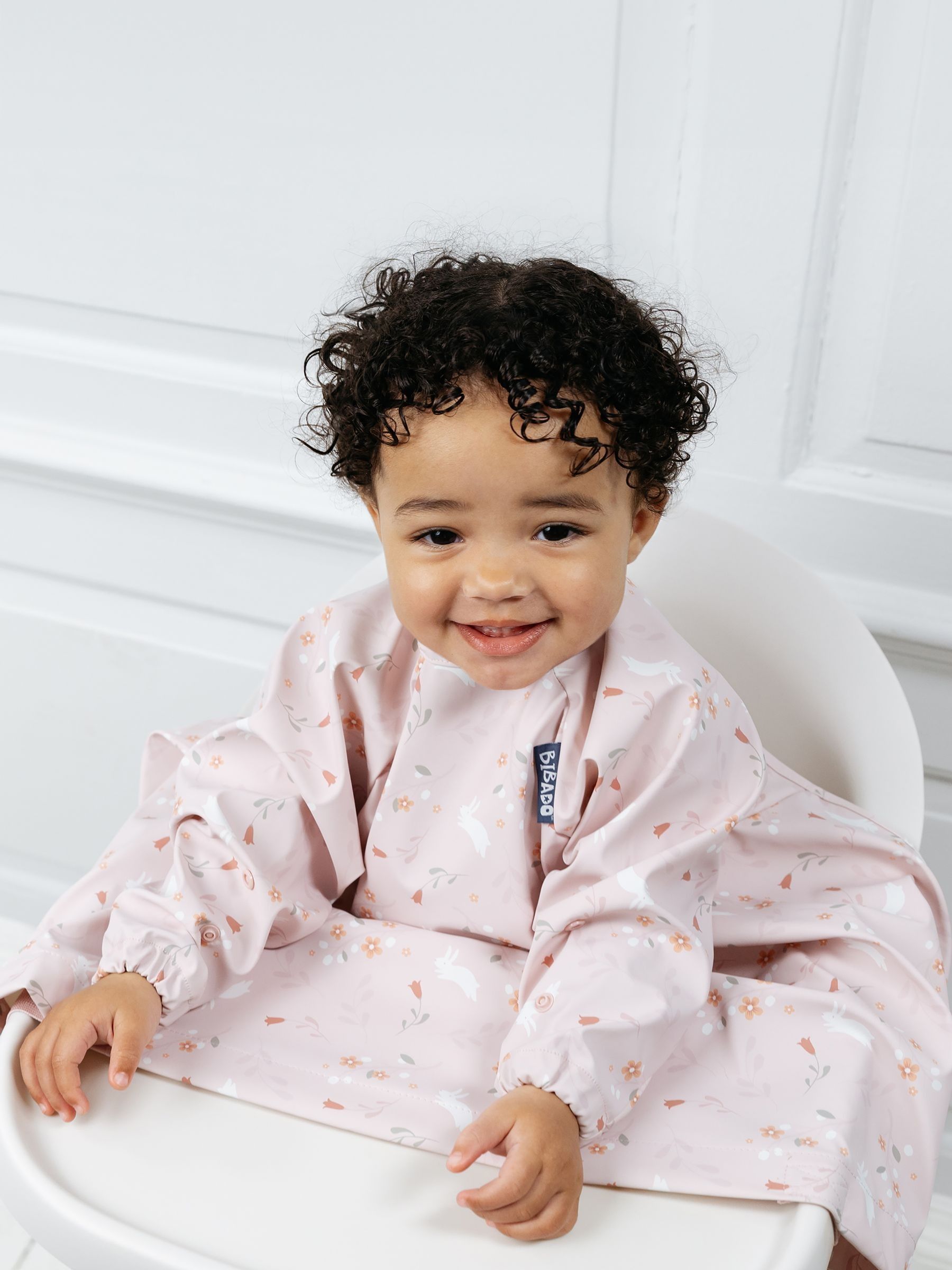 Bibado Pink Coverall Weaning Bib - Botanical Bunnies (F11280) | £20