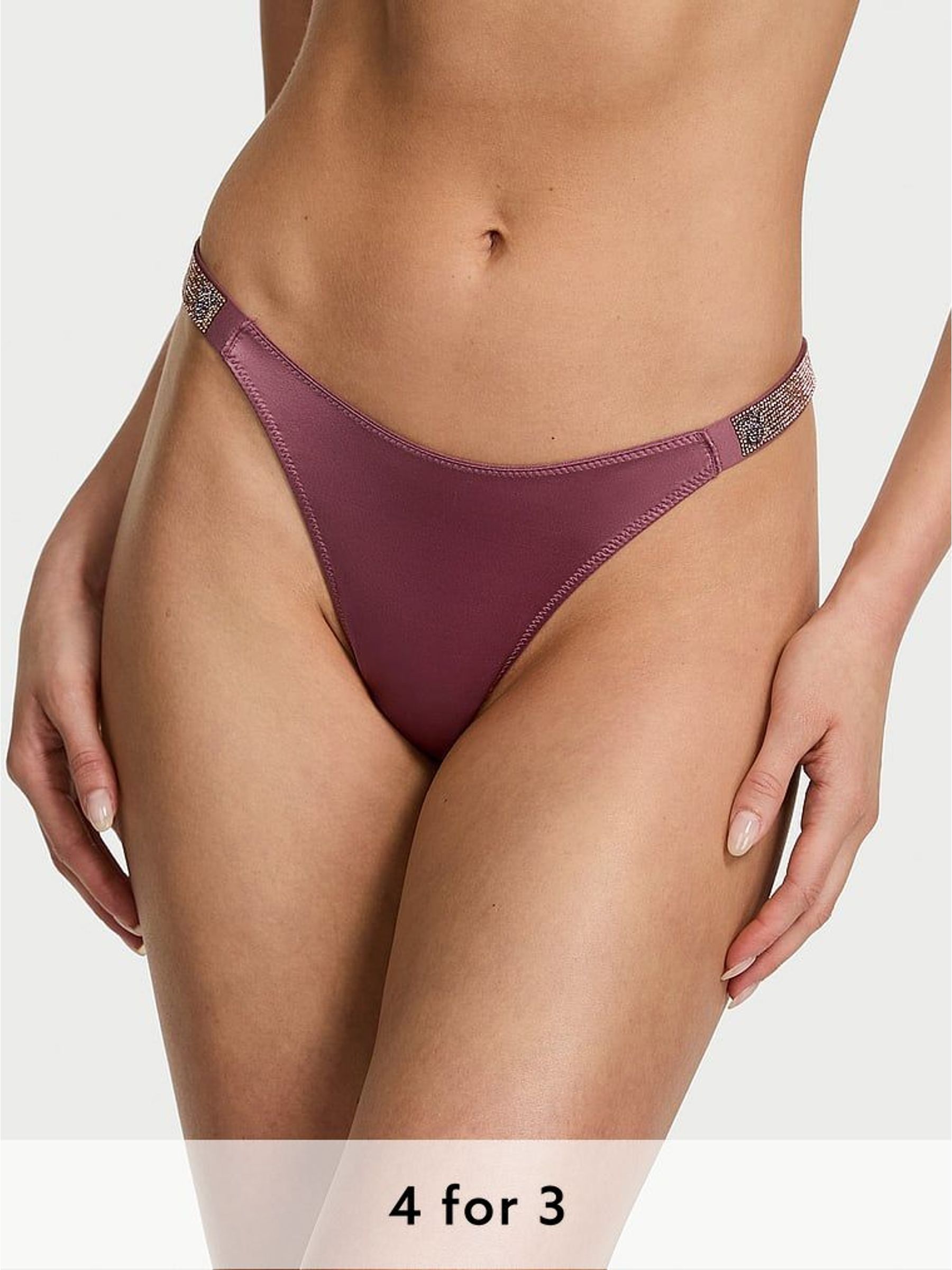 Purple Vapor Ombre Thong Shine Strap Knickers (F11517) | £20
