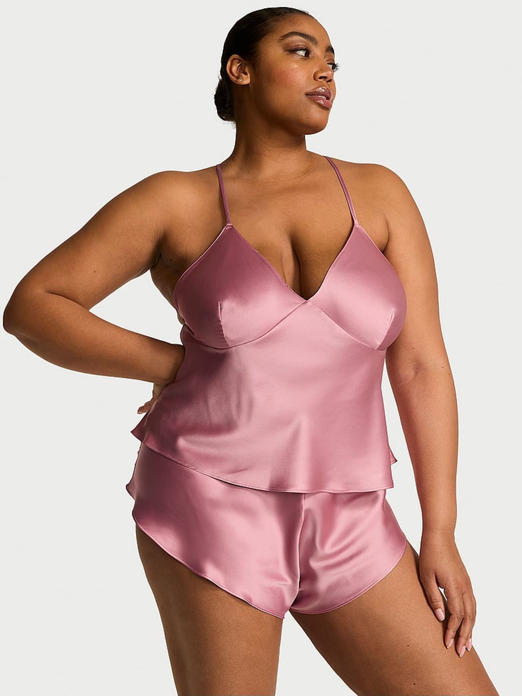 Dusk Mauve Pink Satin Open Back Cami Set (F11545) | £59