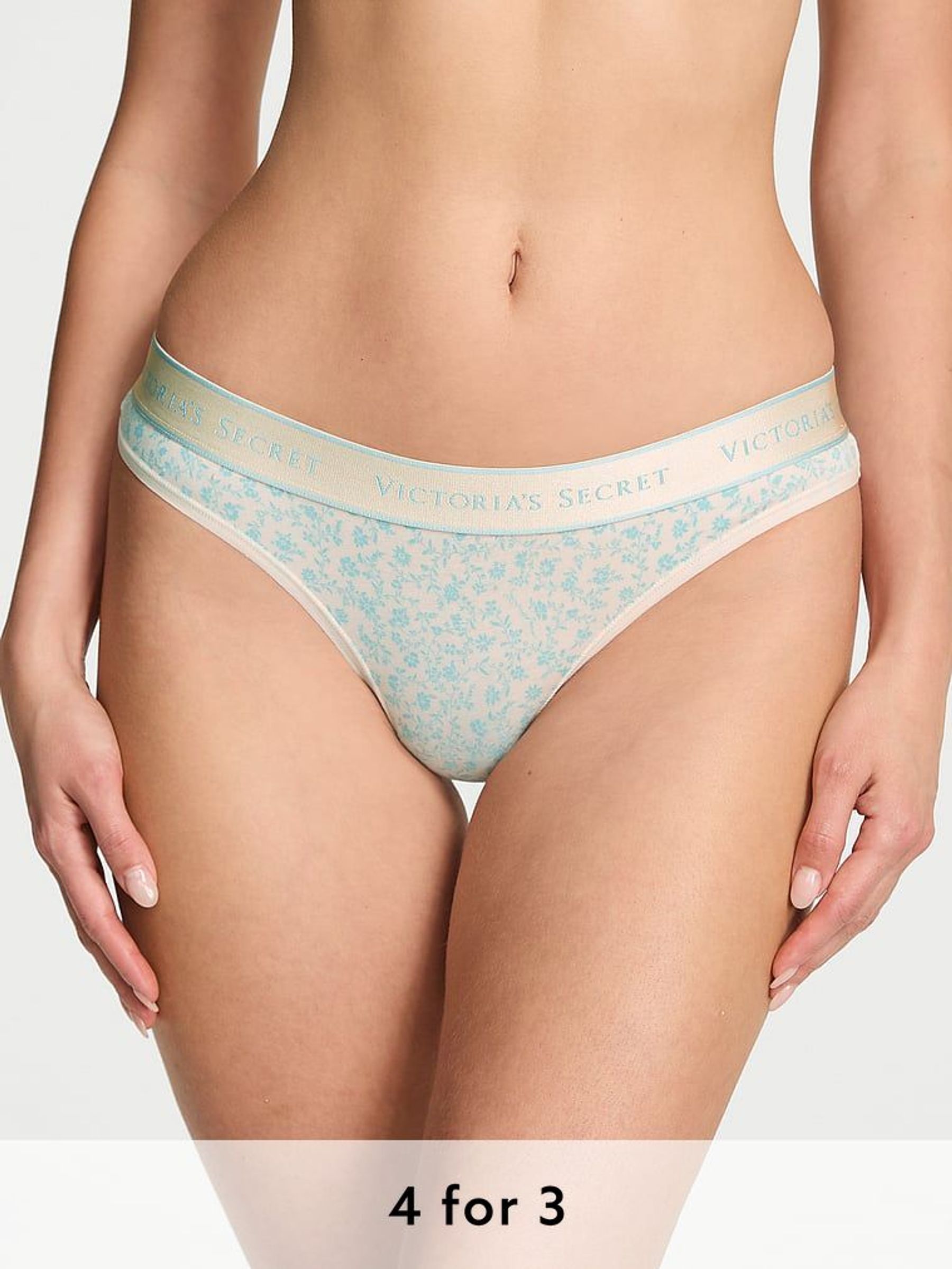 Blue Scattered Floral Thong Knickers (F11555) | £9