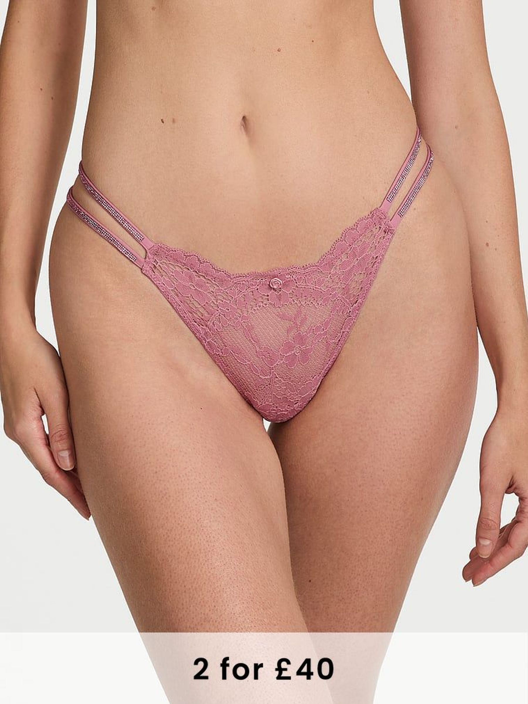 Dusk Mauve Pink Brazilian Twinkle Strap Knickers (F11564) | £20