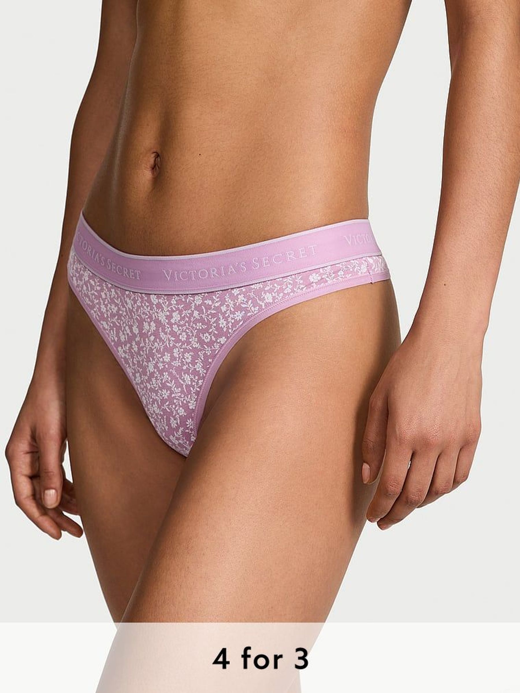 Scattered Floral Purple Thong Knickers (F11567) | £9