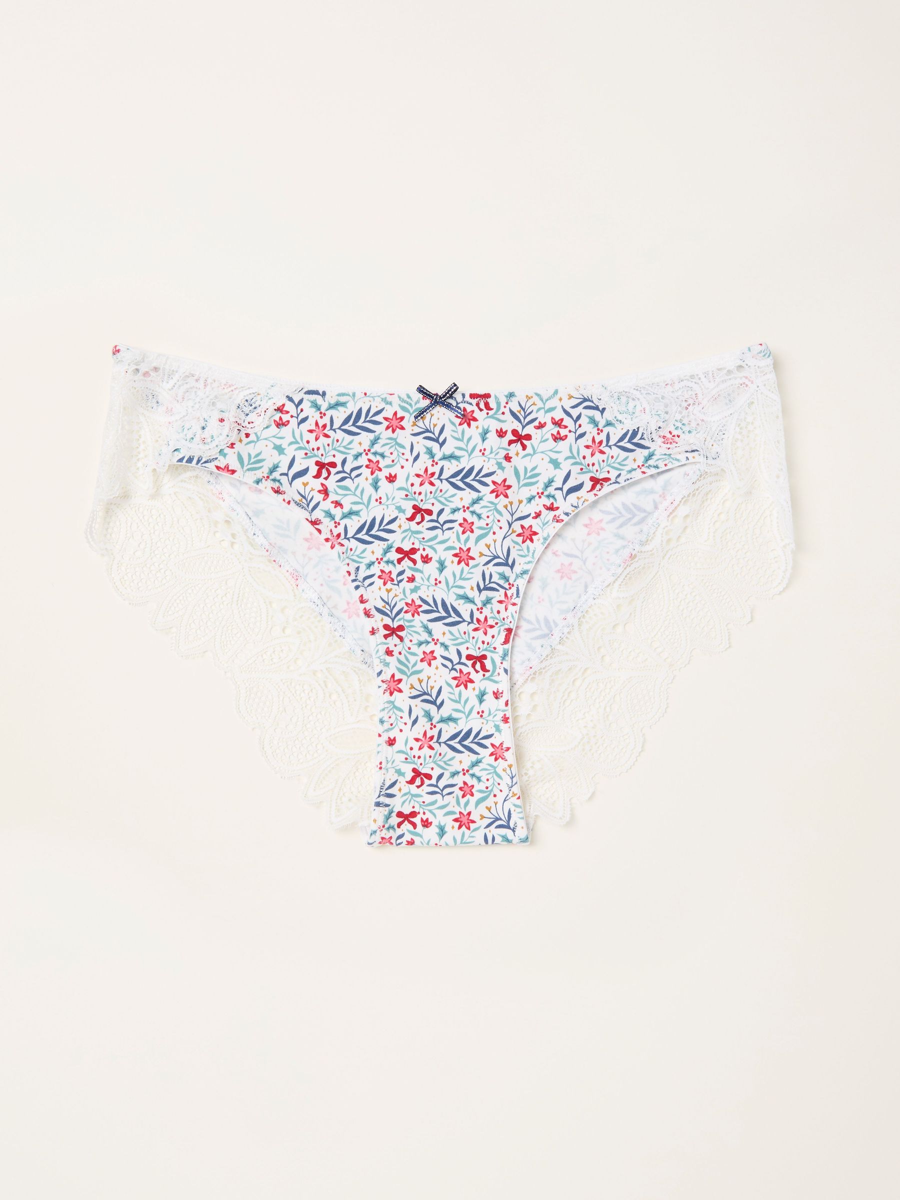 Ivory Floral Brazillian Knickers (F11645) | £9