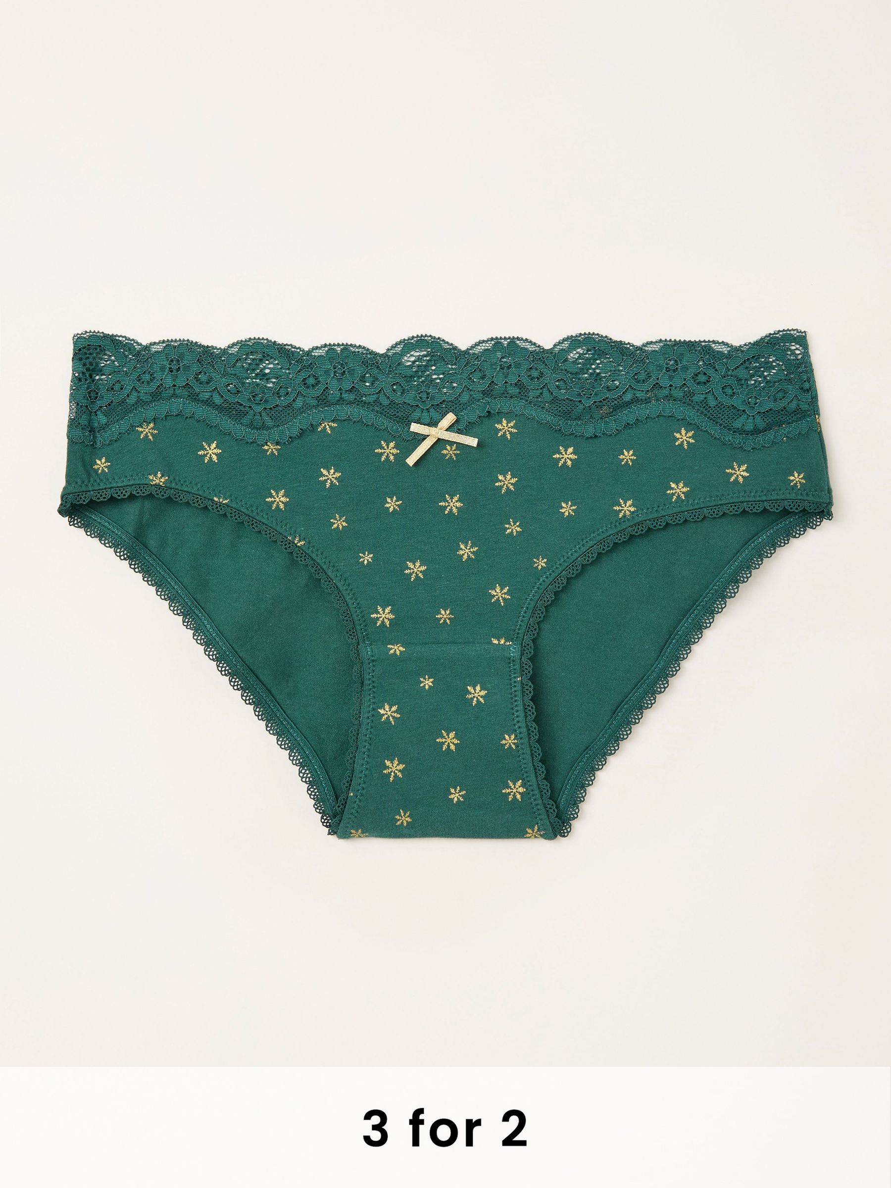 Green Snowflake Classic Knickers (F11646) | £9