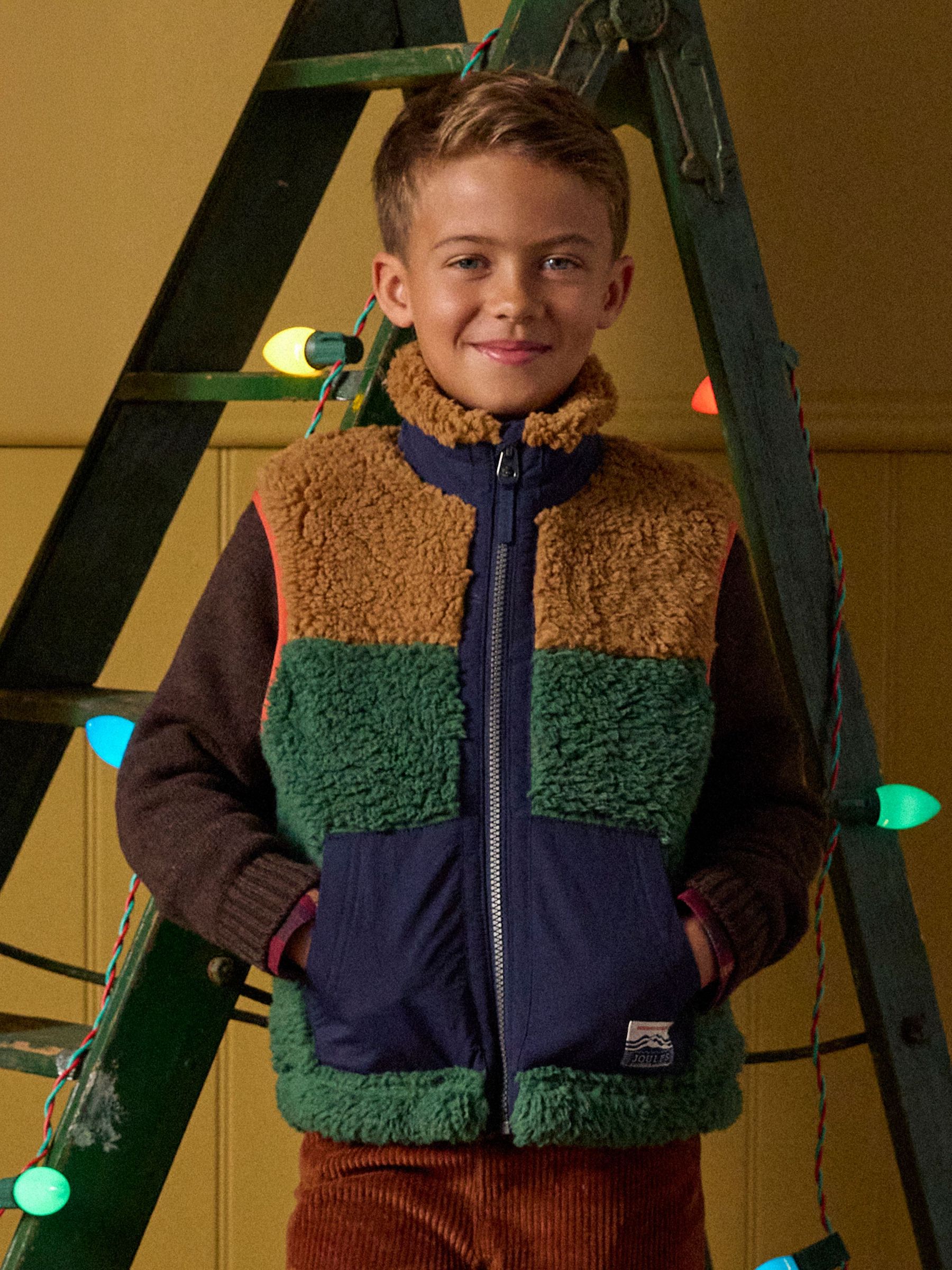 Boys' Billy Green and Tan Colourblock Fleece Gilet (F11695) | £27 - £33