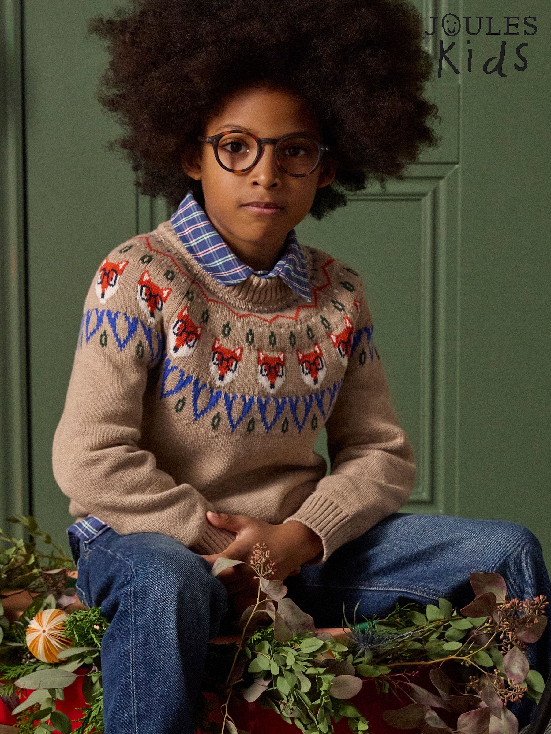 Boys' Fair Isle Oatmeal Jonty Fox Knit Jumper (F12081) | £28 - £31