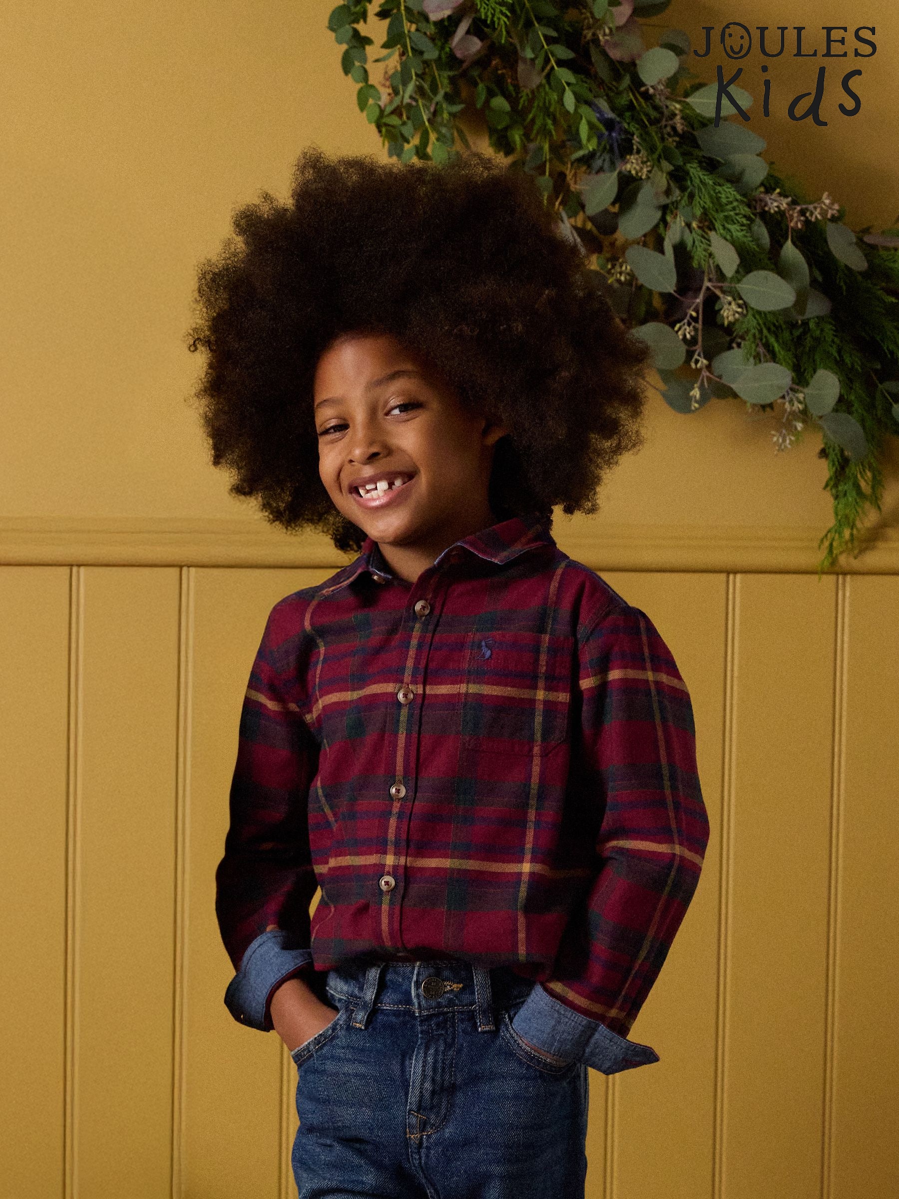 Boys' Brushed Burgundy Flannel Checked Shirt (F12206) | £22 - £28