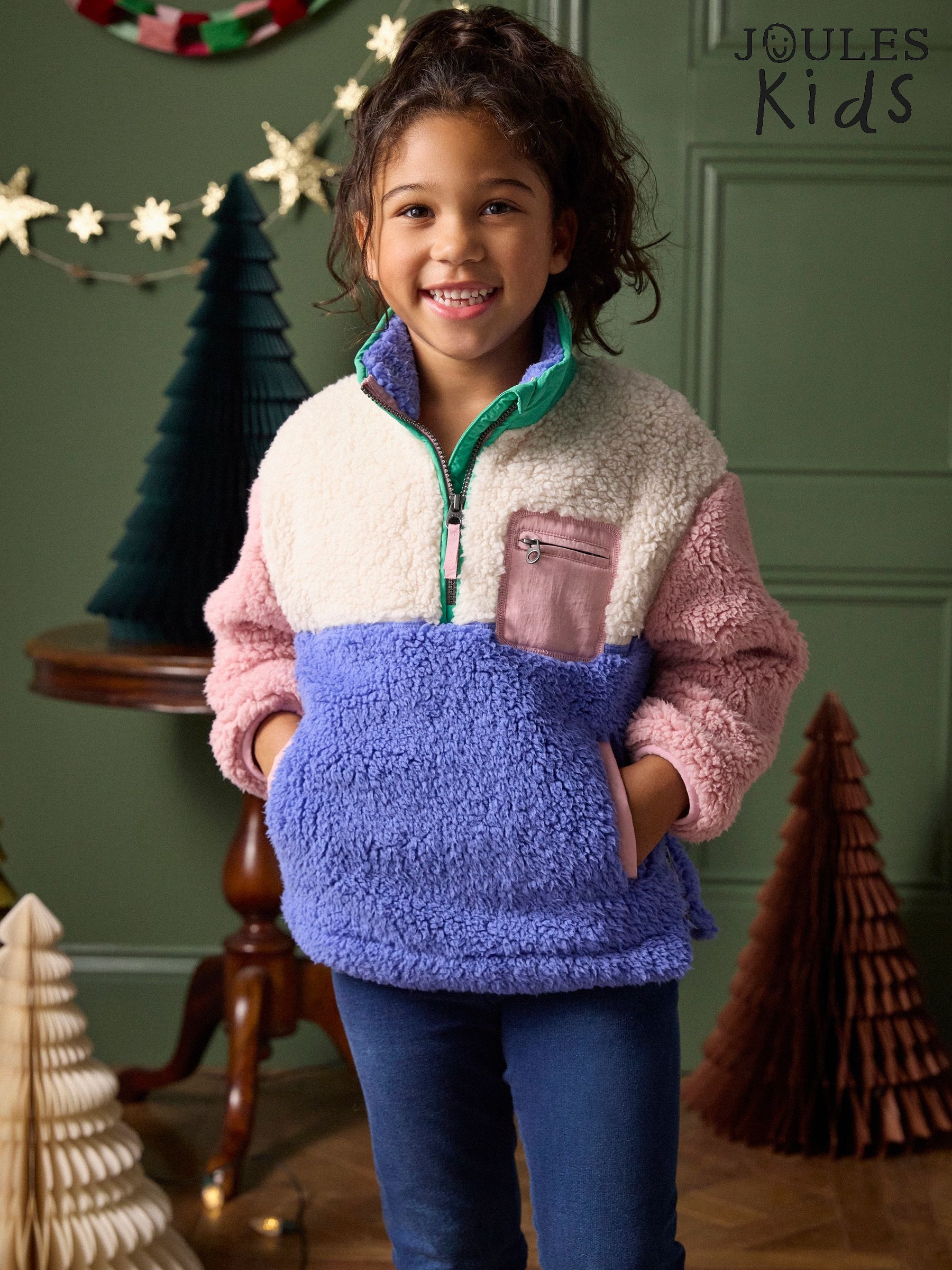 Girls' Tilly Blue Colourblock Quarter Zip Fleece (F12484) | £32 - £38