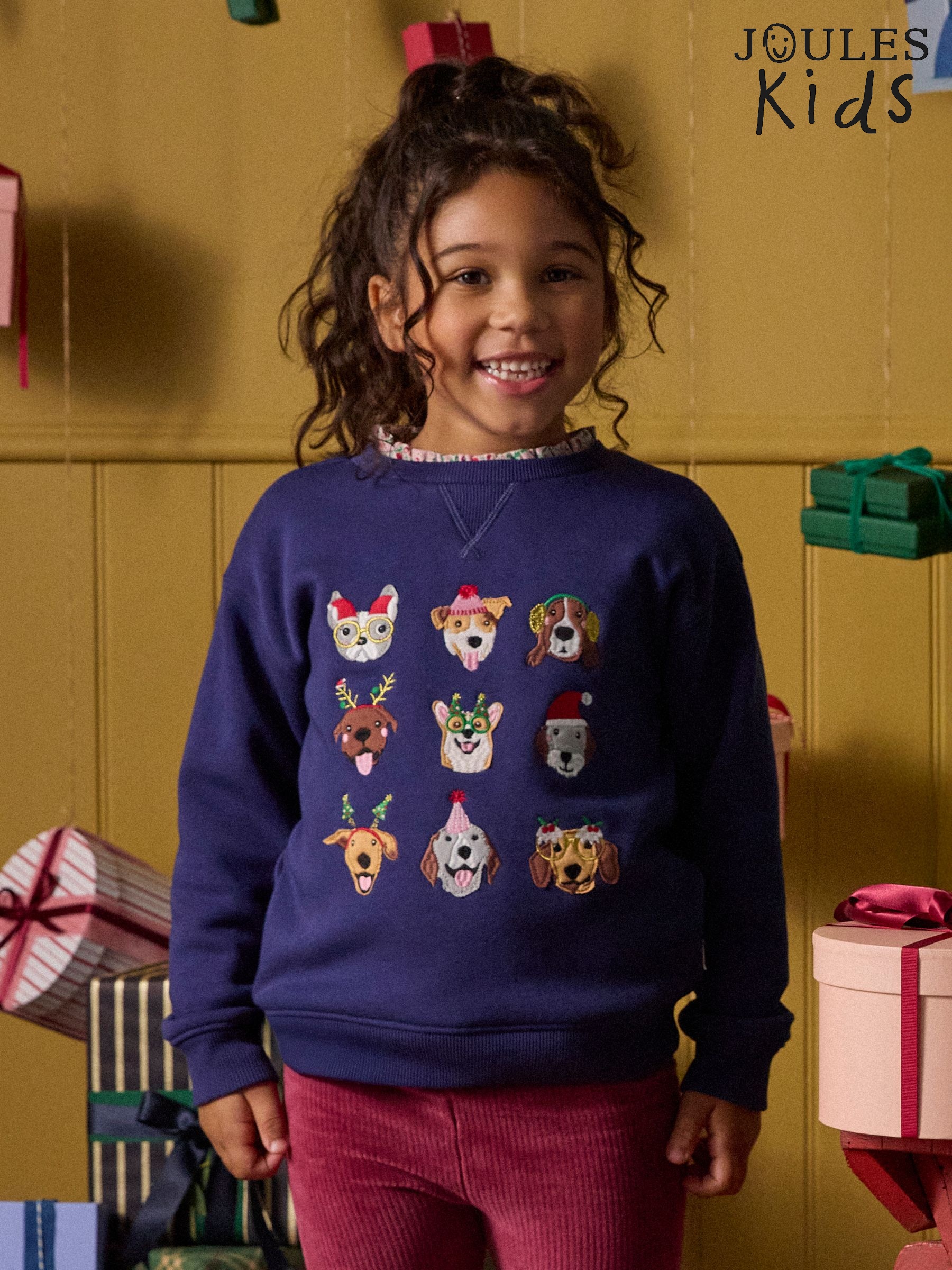 Kids' Mackenzie Navy Blue Sweatshirt With Faux Faur Lining (F12618) | £24 - £27