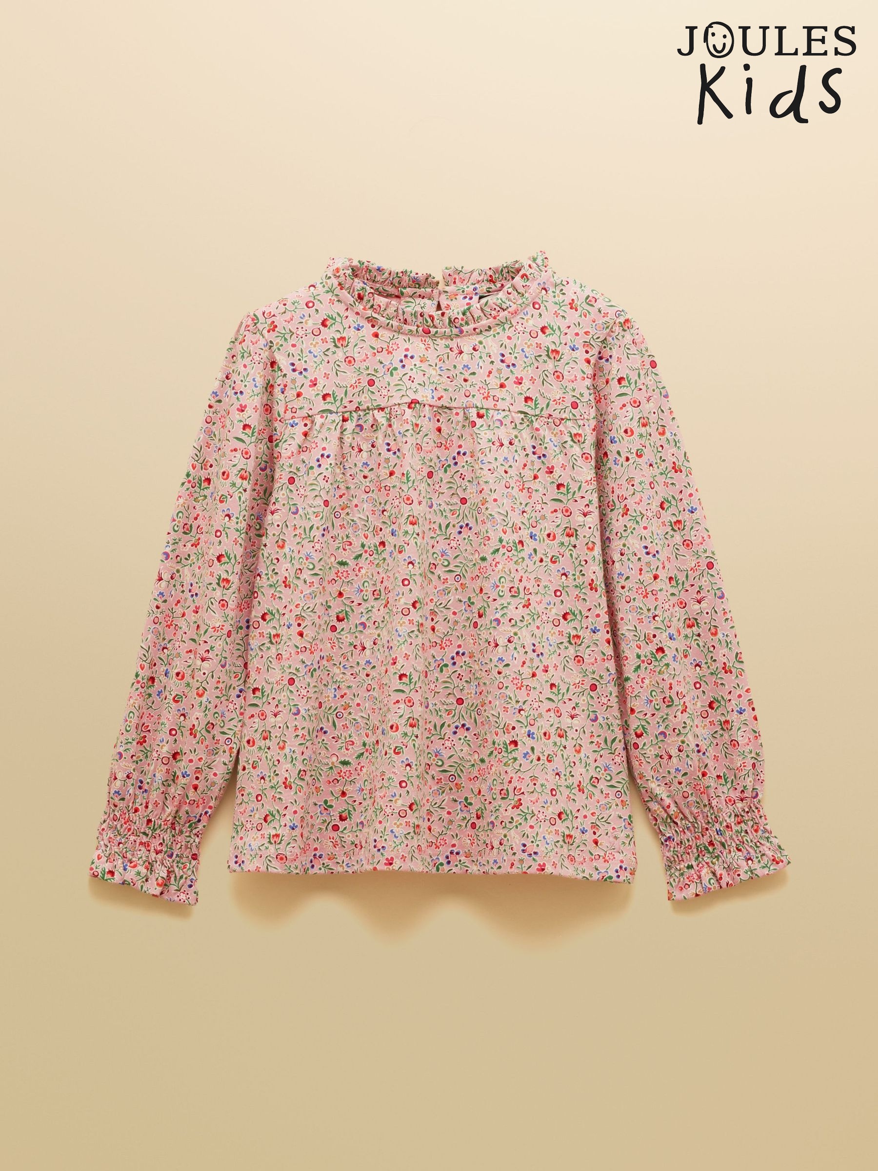 Girls' Flutter Pink Ditsy Long Sleeve Cotton Top (F12819) | £15 - £17