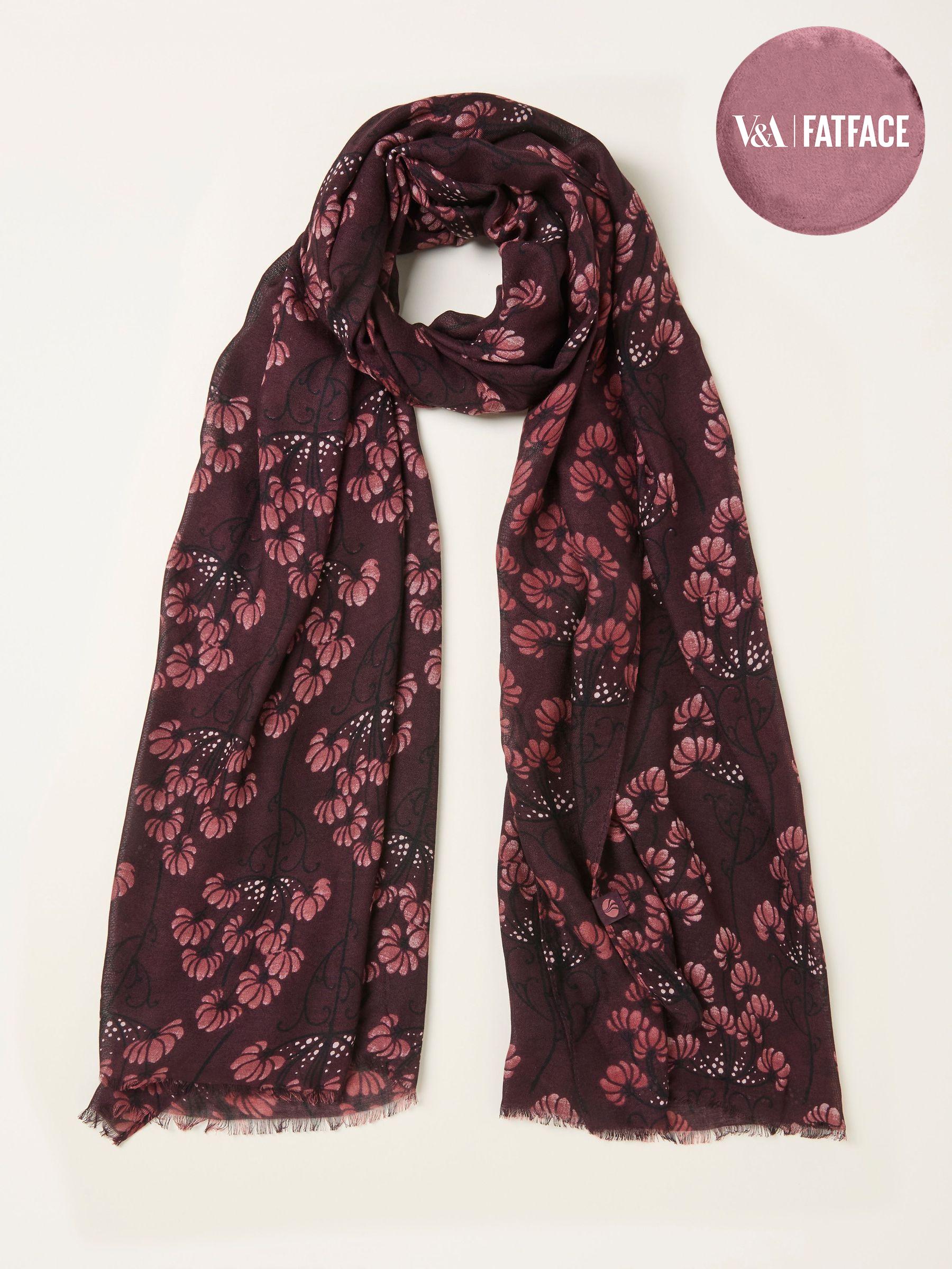 Burgundy Red Meadow Floral Scarf (F14514) | £25