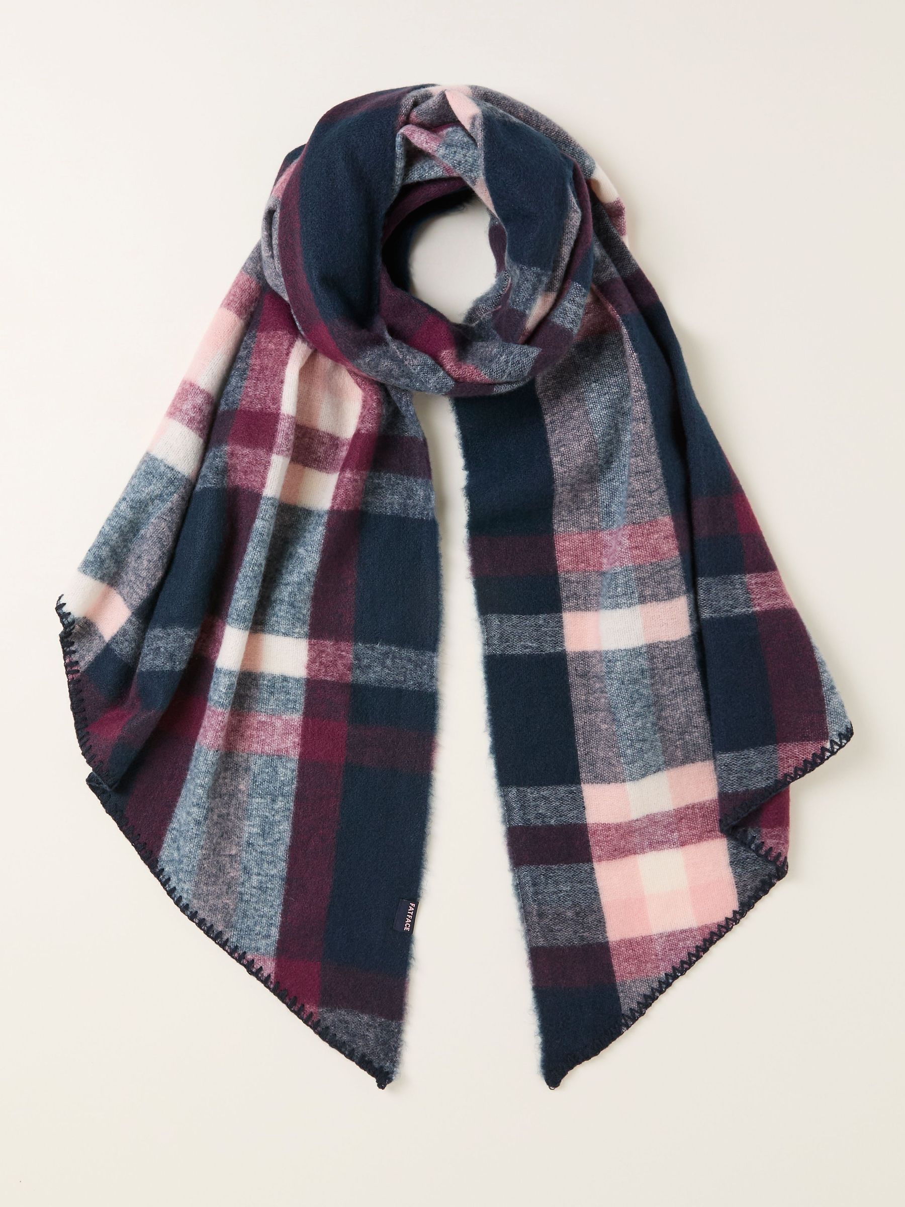 Navy Check Scarf (F14519) | £32