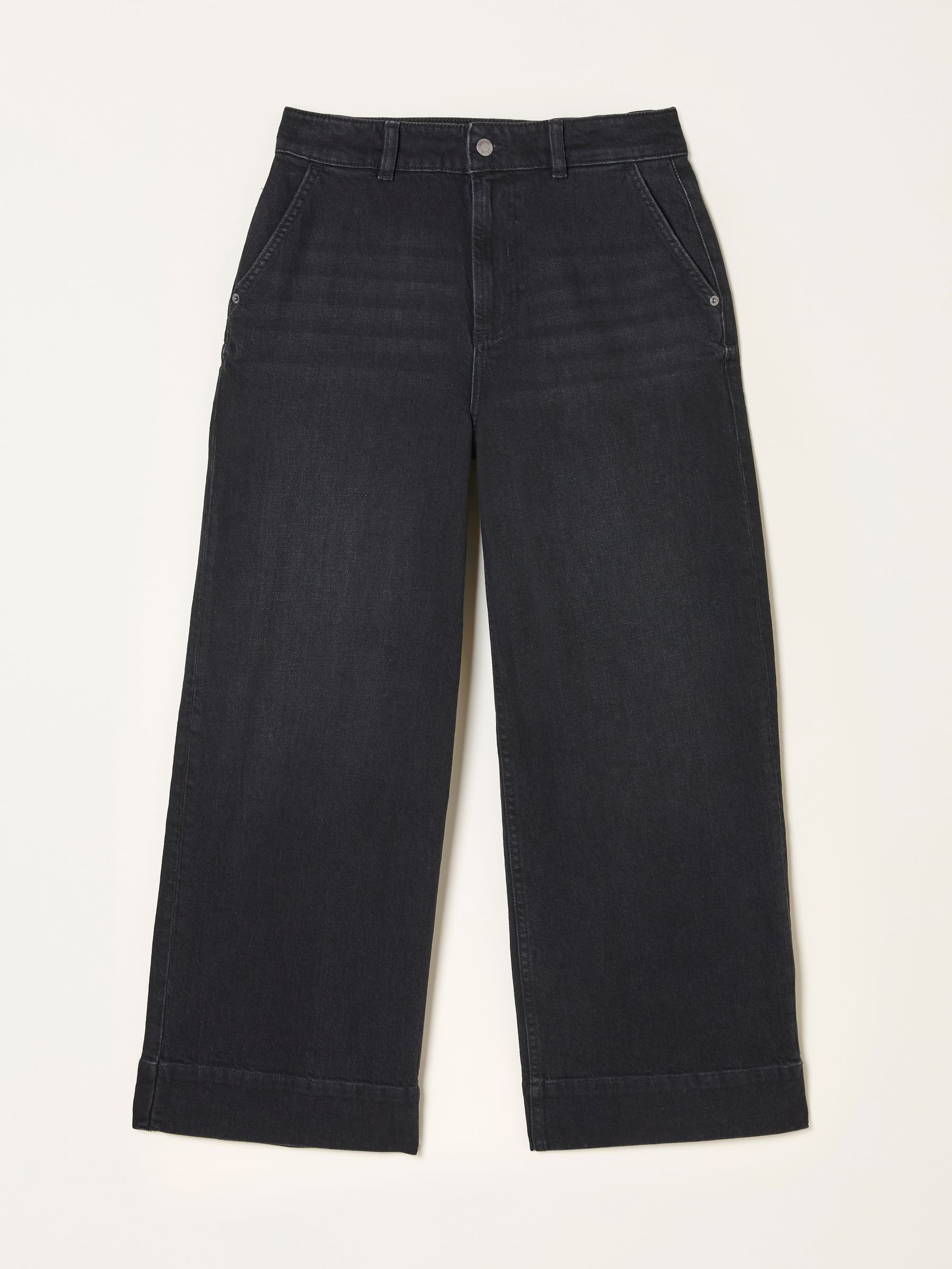 Hove Washed Black Wide Leg Crop Jeans (F15441) | £59