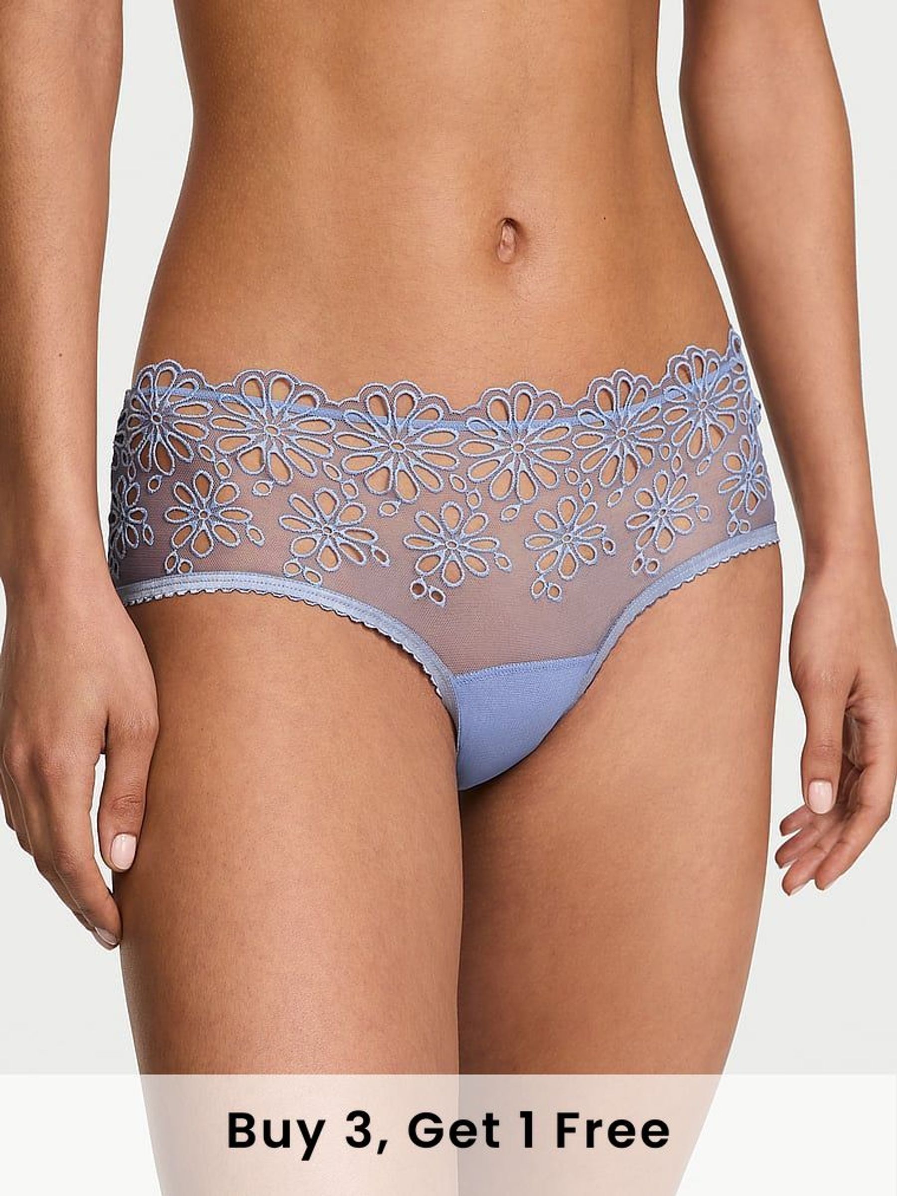 Smokey Blue Cheeky Eyelet Mesh Knickers (F15603) | £9
